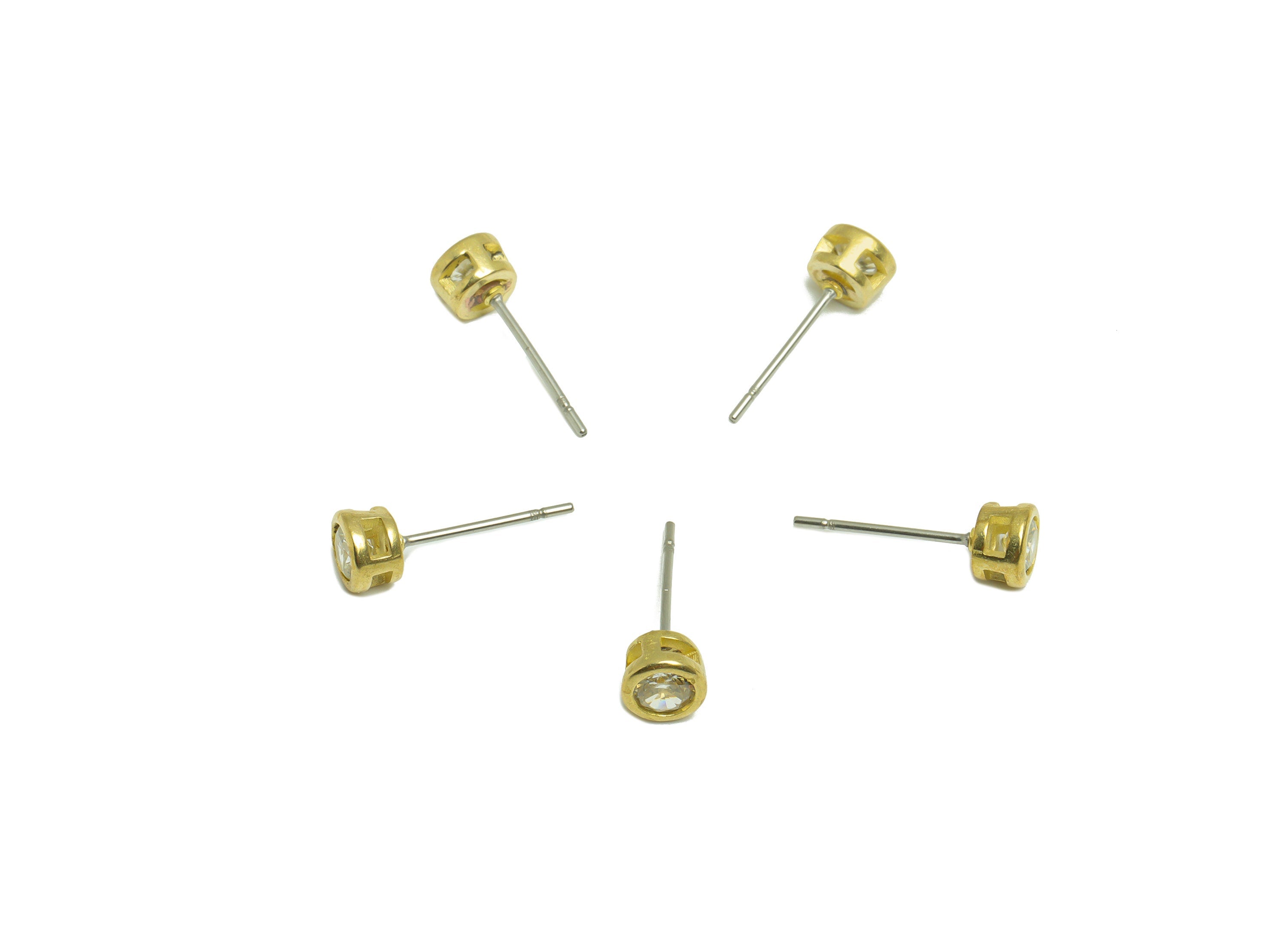 Lemon (CZ-03) Zircon Earring Stud - Raw Brass Minimalist CZ Earring Post - Cubic Zircon Earring Post - 15.6x5.4x3.5mm - PP9825R - DOMEDBAZAAR