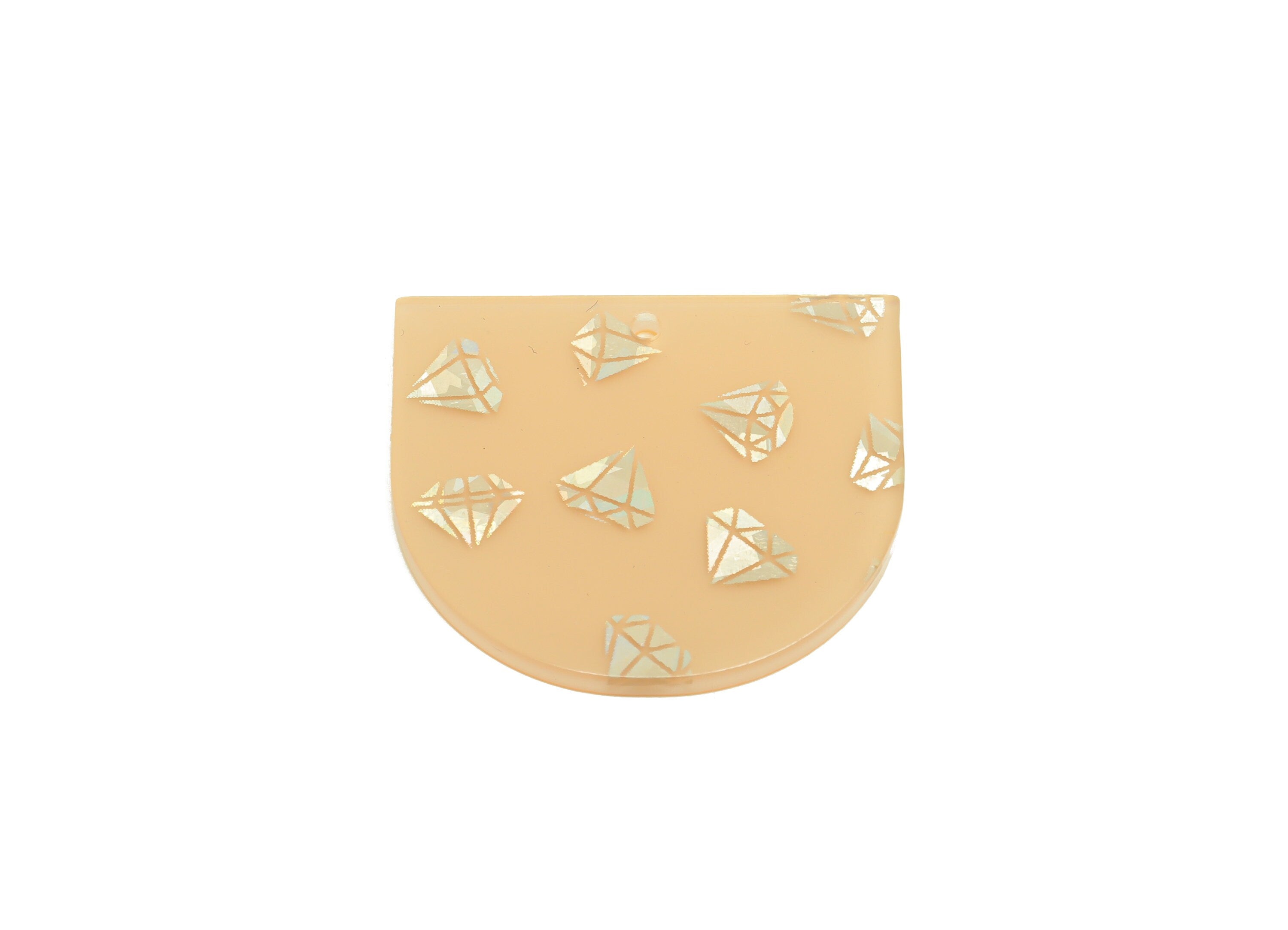 Acrylic D Earring Charms - Acrylic Sequin Diamond Pendant - Domed Diamond Earring Charm - Color Code: A1029 - 33x29x2mm - AC1094-A1029 - DOMEDBAZAAR