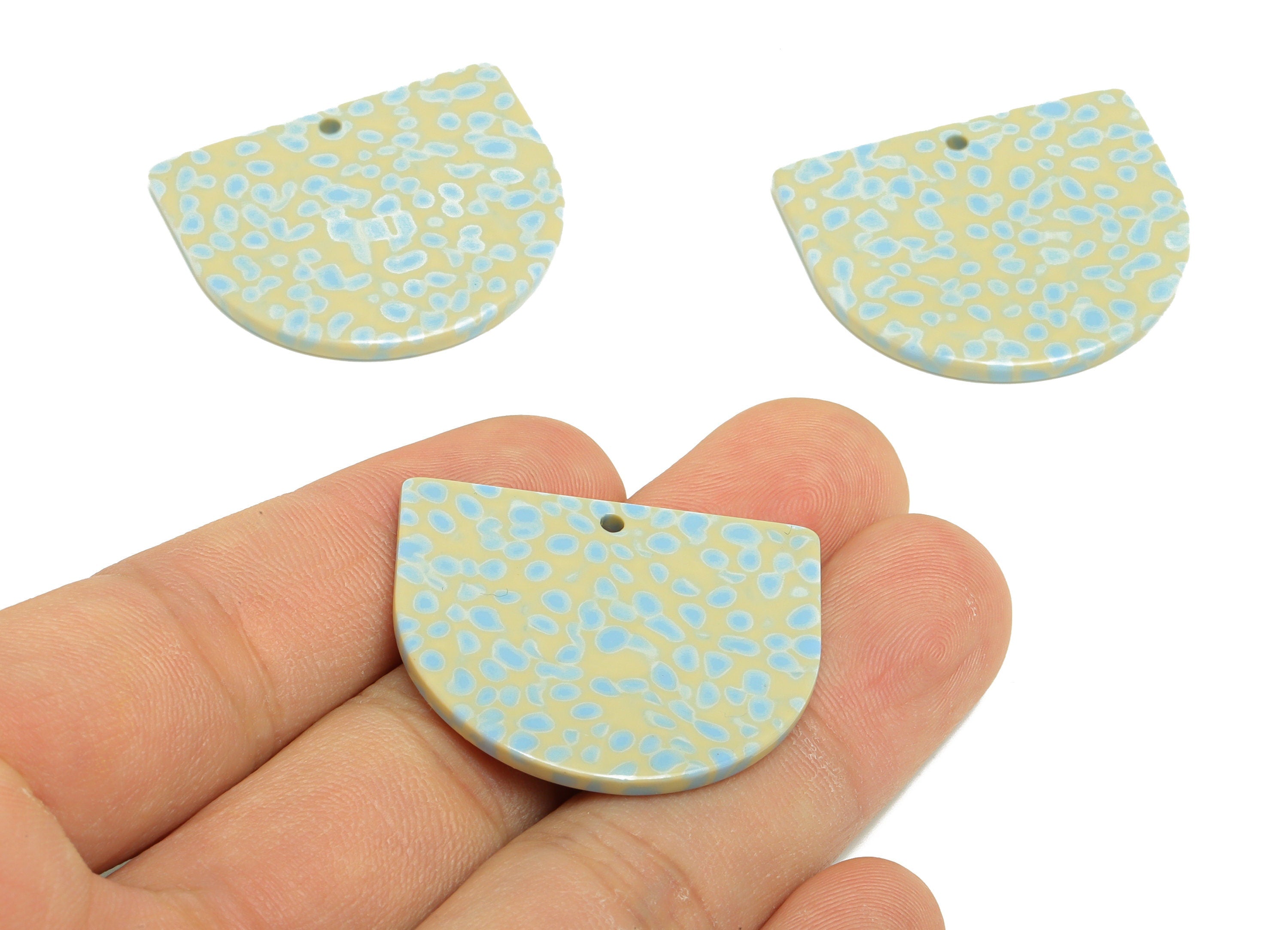 Acetic Acid D Charms - Acetic Domed Earring Charm - Acetic Domed Blue Pendant - Color Code: A1019 - 33.45x29.09x2.5mm - AC1094-A1019 - DOMEDBAZAAR