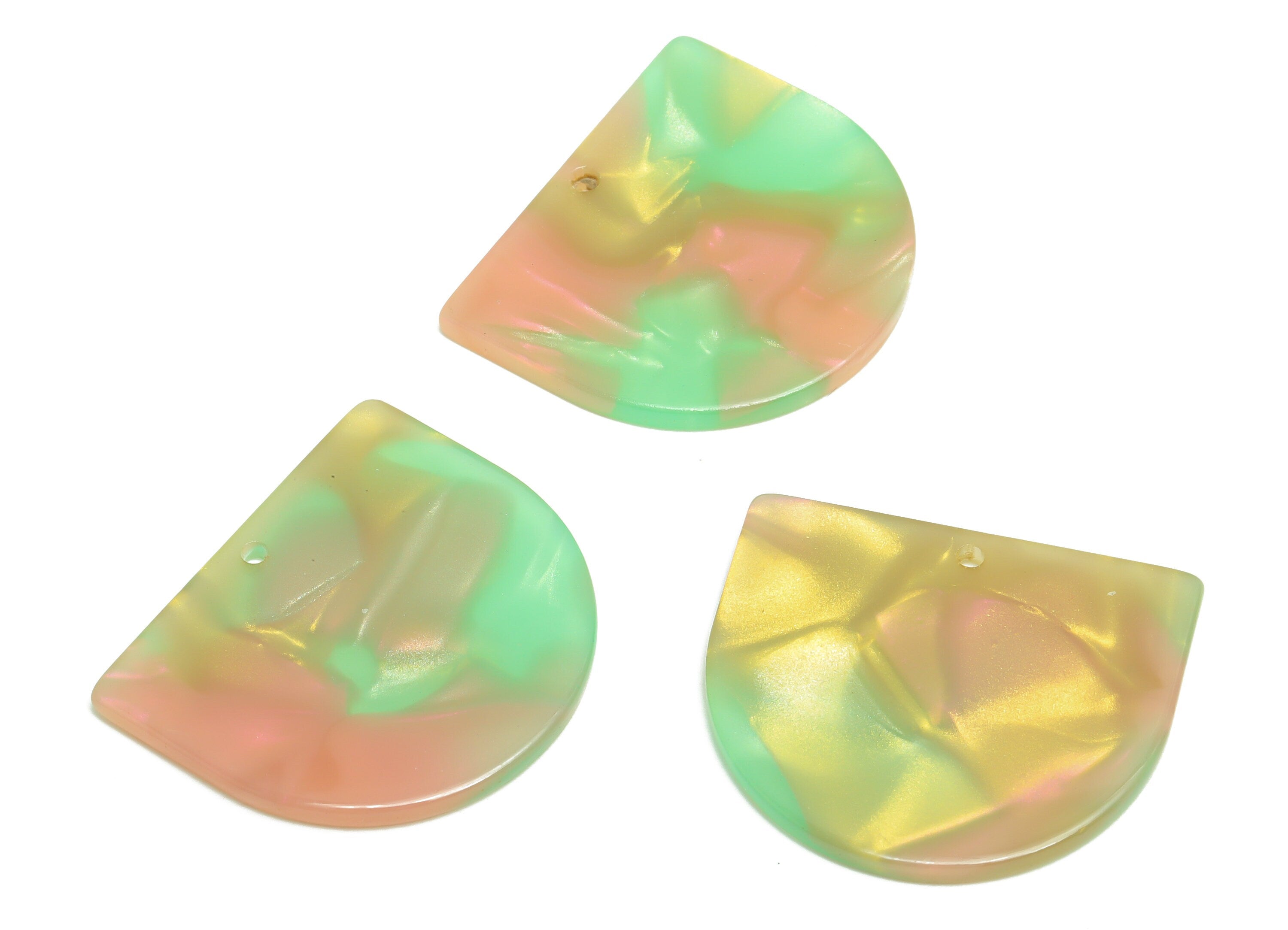Acetic Acid D Charms - Acetic Domed Earring Charm - Acetic Domed Rainbow Pendant - Color Code: A783 - 33.45x29.09x2.5mm - AC1094-A783 - DOMEDBAZAAR