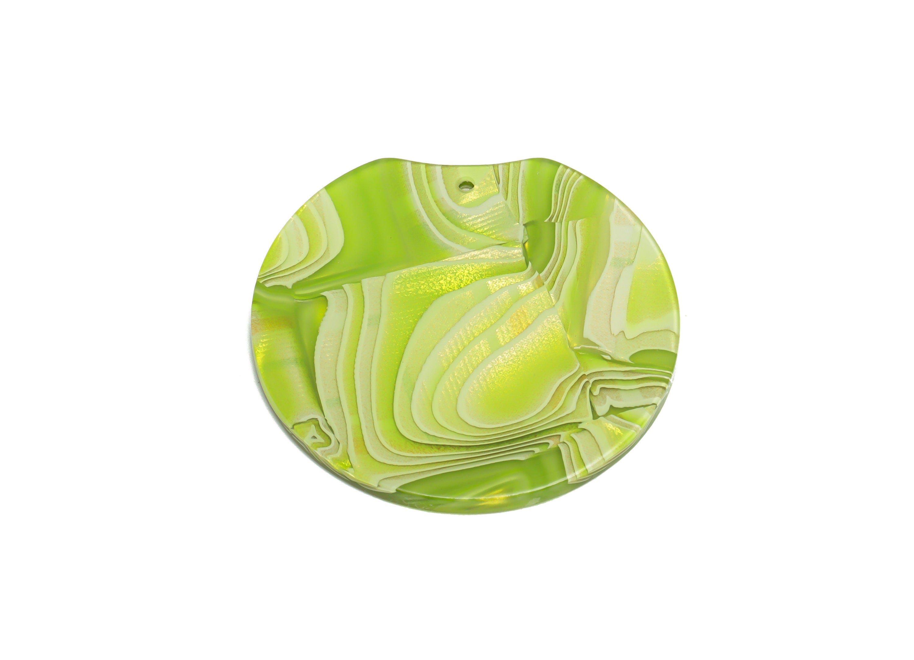 Acrylic Round Charms - Circle Earrings and Pendant - Missing Corner Green Earring Charm - Color Code:A1030 - 36.77x34.65x2.36mm - AC2625 - DOMEDBAZAAR