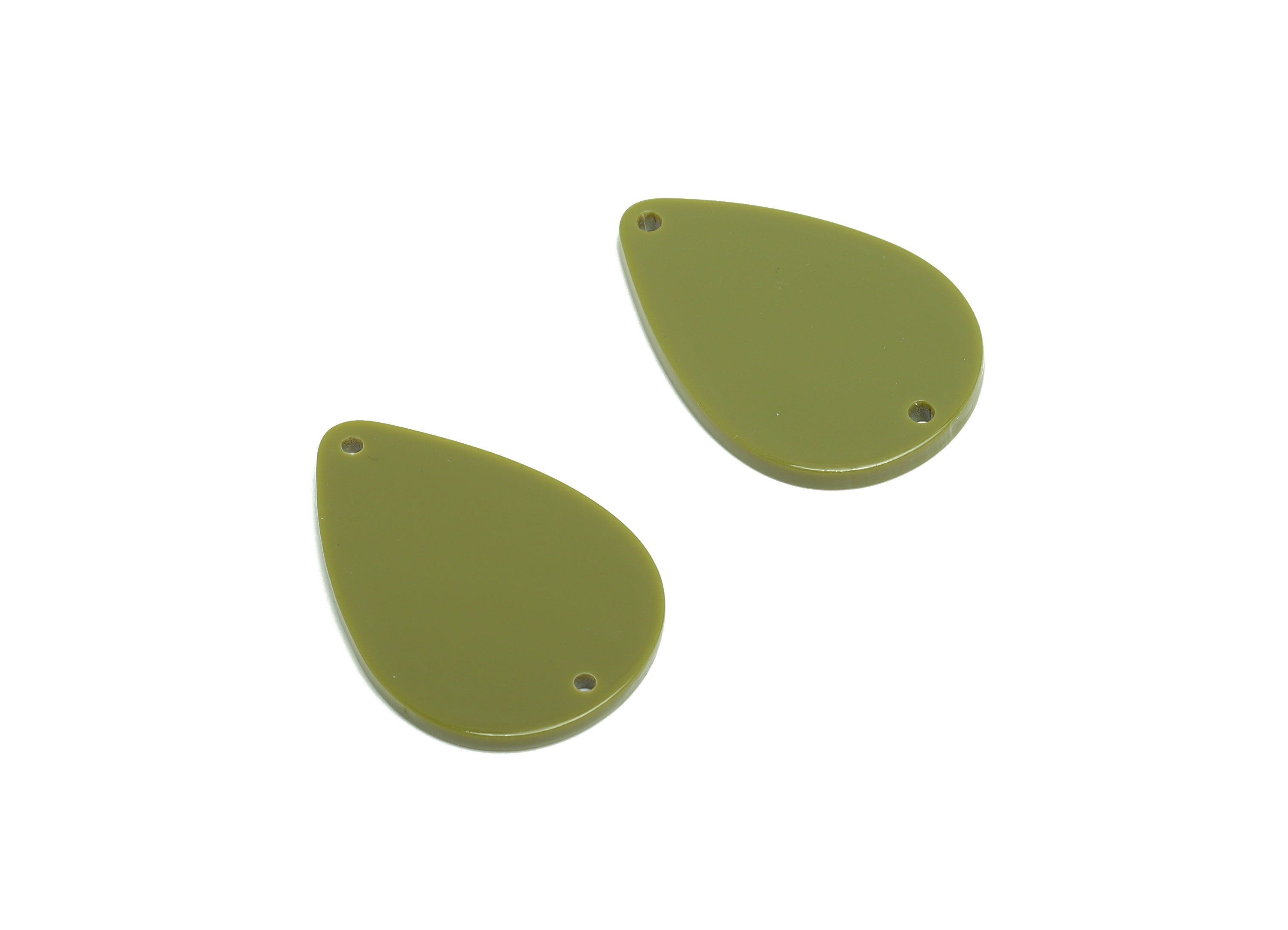 Acrylic Drop Earring Charms - Teardrop Earring and Pendant - Acrylic Green Teardrop Connector - Color Code: A891 - 32x23x2.3mm - AC1127-A891 - DOMEDBAZAAR