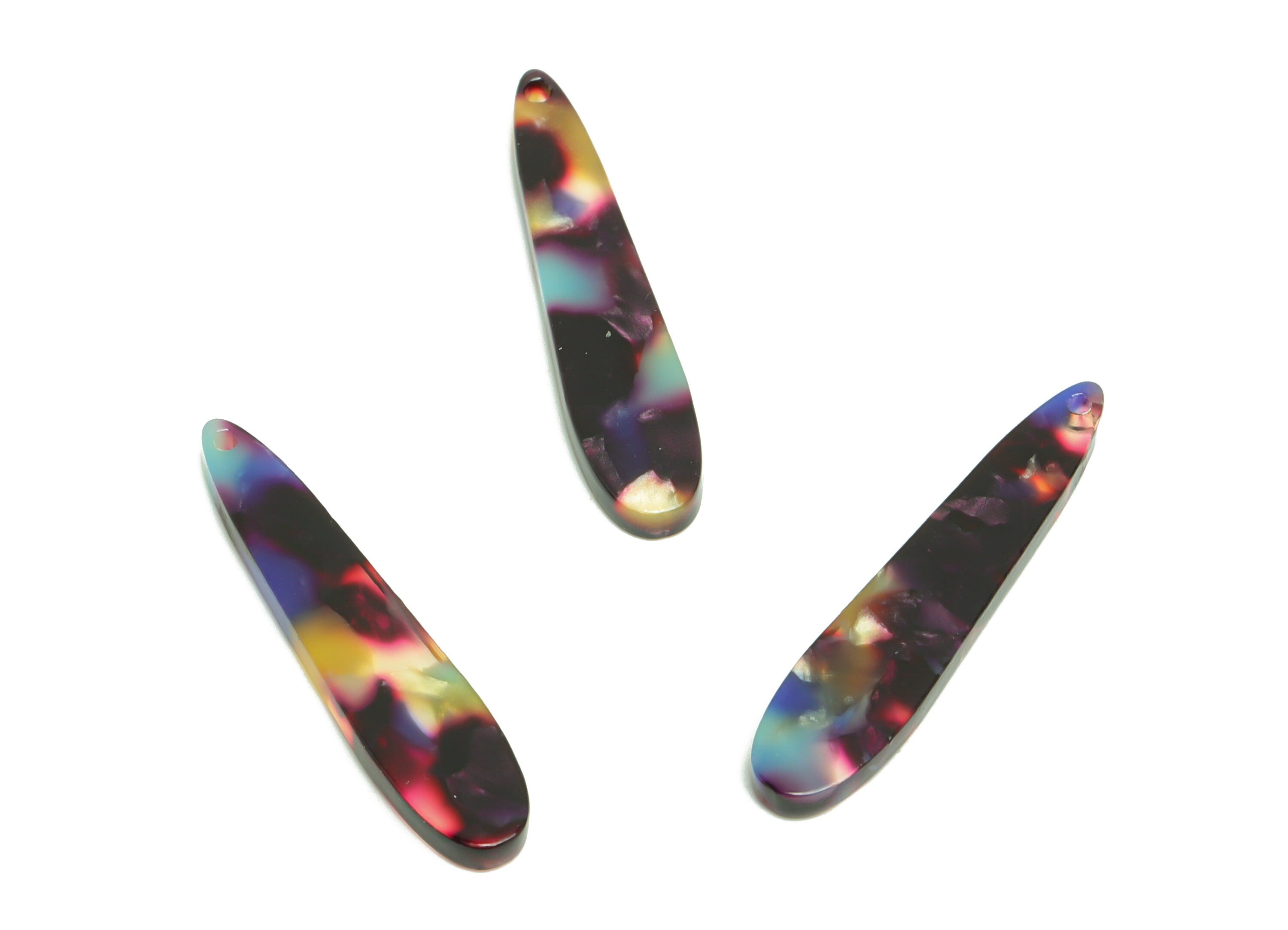 Acrylic Stick Charms - Acrylic Bar Earring and Pendant - Acrylic Rainbow Teardrop Charm - Color Code: A23 - 33x7x2mm - AC1644-A23 - DOMEDBAZAAR