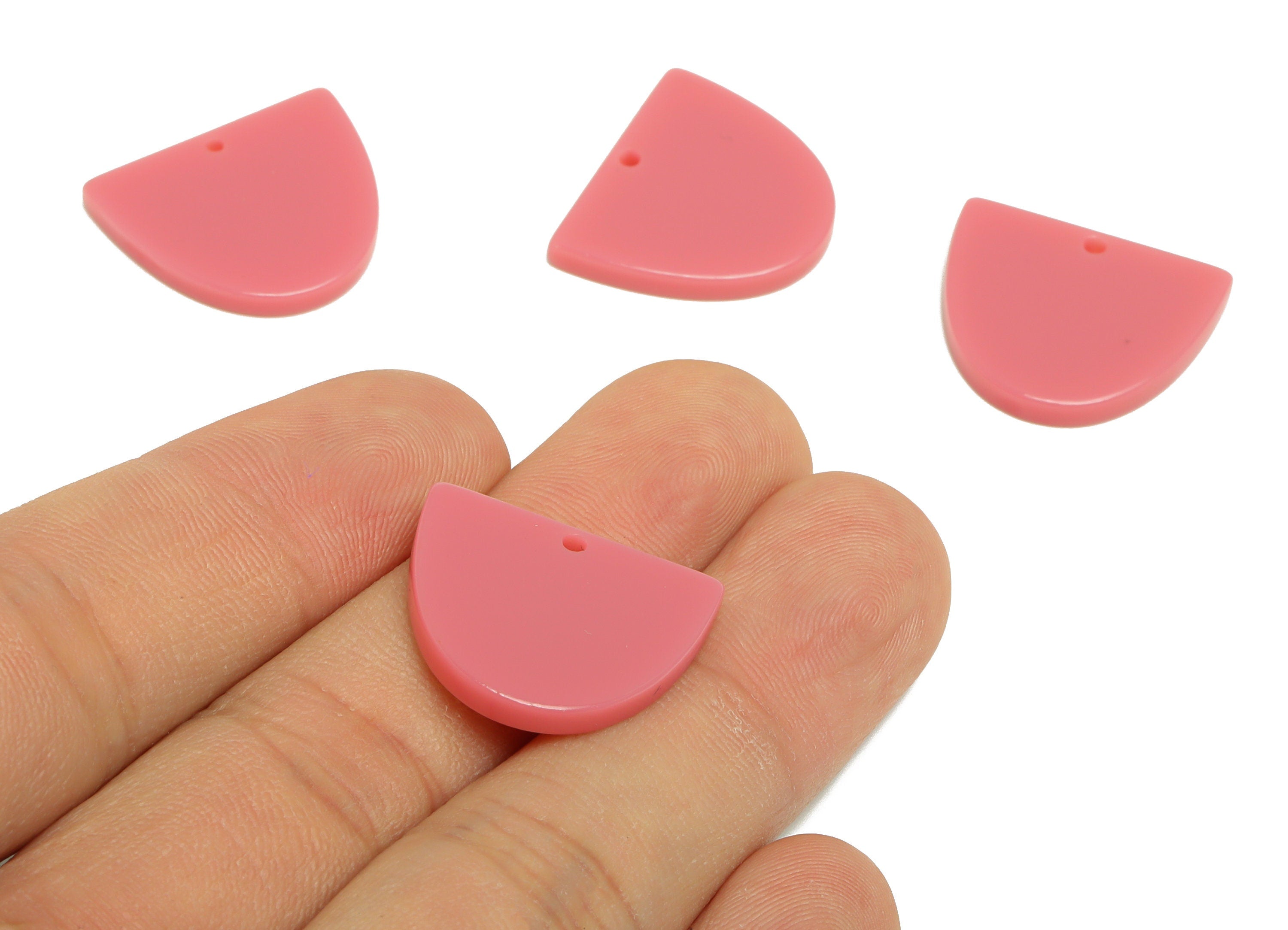 Acrylic D Earring Charms - Acrylic Domed Earring Charm - Acrylic Pink Domed Pendant - Color Code:A1025 - 21x18.48x2.7mm - AC2624-A1025 - DOMEDBAZAAR
