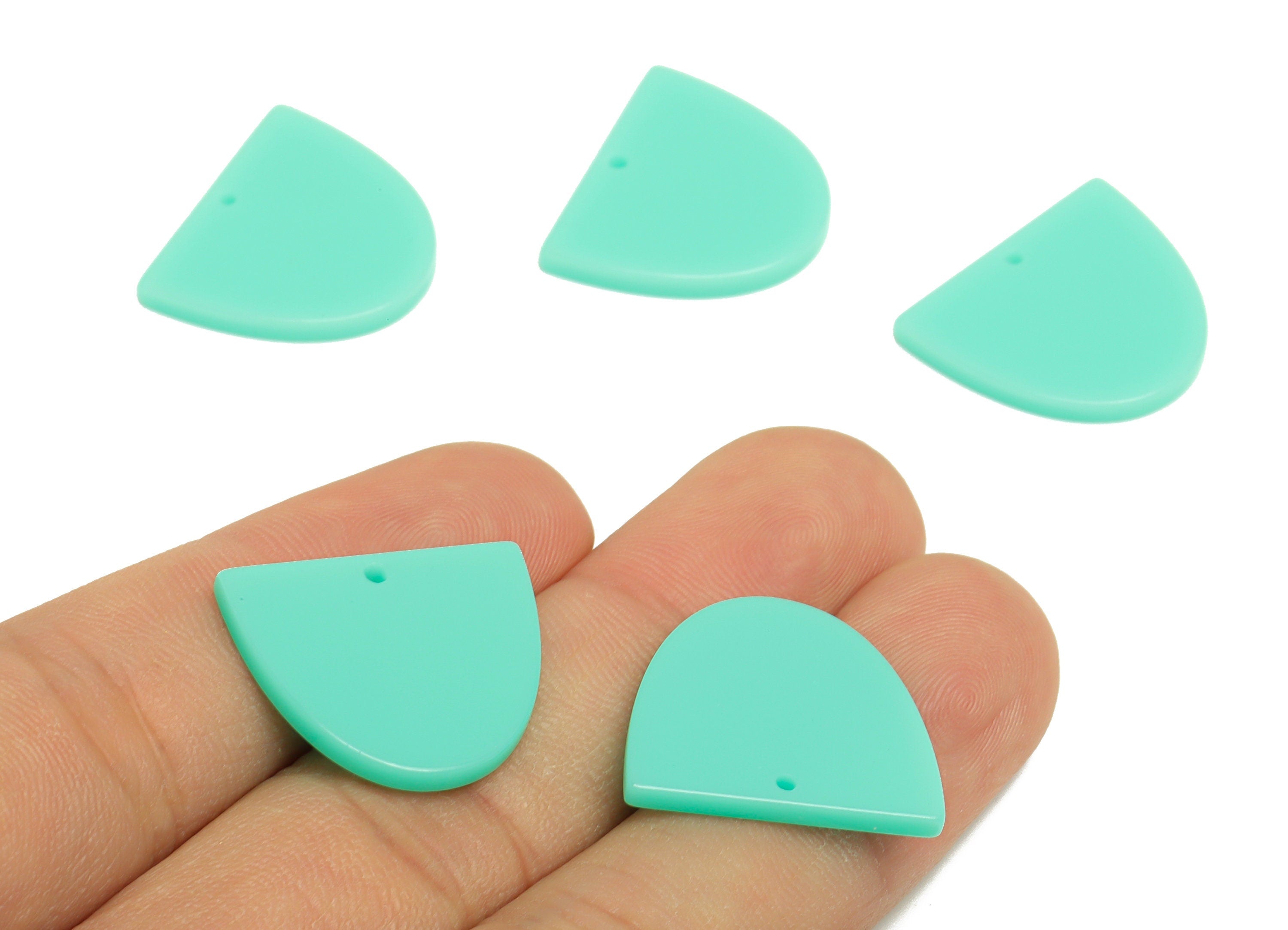 Acrylic D Earring Charms - Acrylic Domed Earring Charm - Acrylic Blue Domed Pendant - Color Code:A486 - 21x18.48x2.7mm - AC2624-A486 - DOMEDBAZAAR