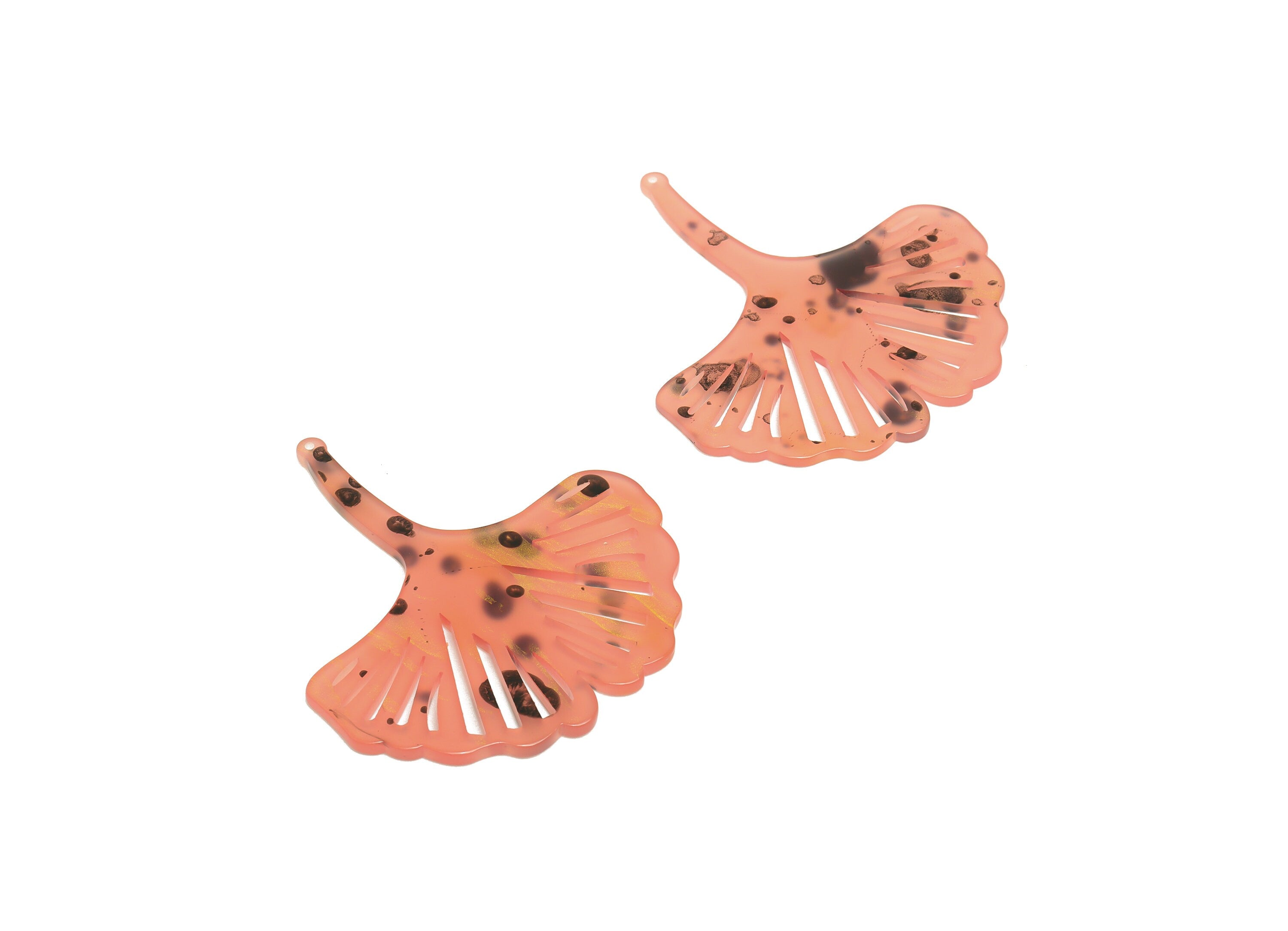 Acrylic Ginkgo Charms - Acrylic Pink Leaf Earrings and Pendant - Earring Findings - Color Code:A1014 - 61.7x55.79x2.5mm - AC1719-A1014 - DOMEDBAZAAR