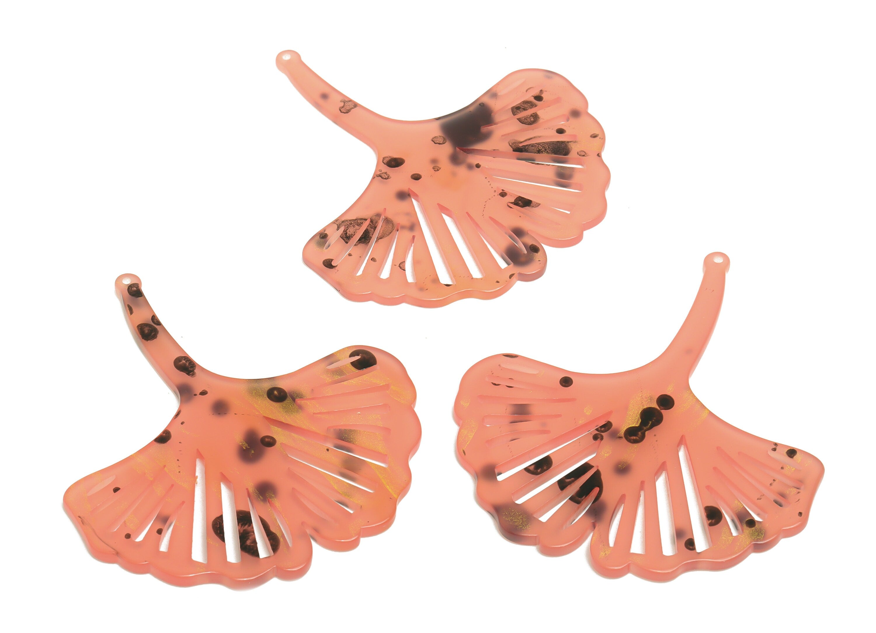 Acrylic Ginkgo Charms - Acrylic Pink Leaf Earrings and Pendant - Earring Findings - Color Code:A1014 - 61.7x55.79x2.5mm - AC1719-A1014 - DOMEDBAZAAR