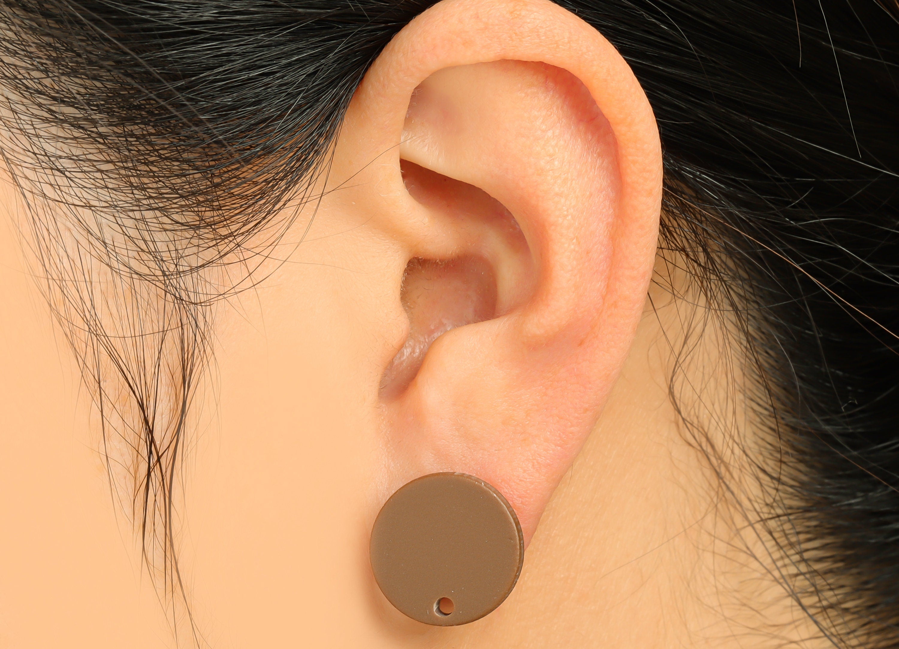 Acrylic Round Earring Stud - Brown Earrings Post - Acrylic Brown Earring Post - Jewelry Supplies - Color Code: A1037 - 15.44x15x2mm- AC2630 - DOMEDBAZAAR