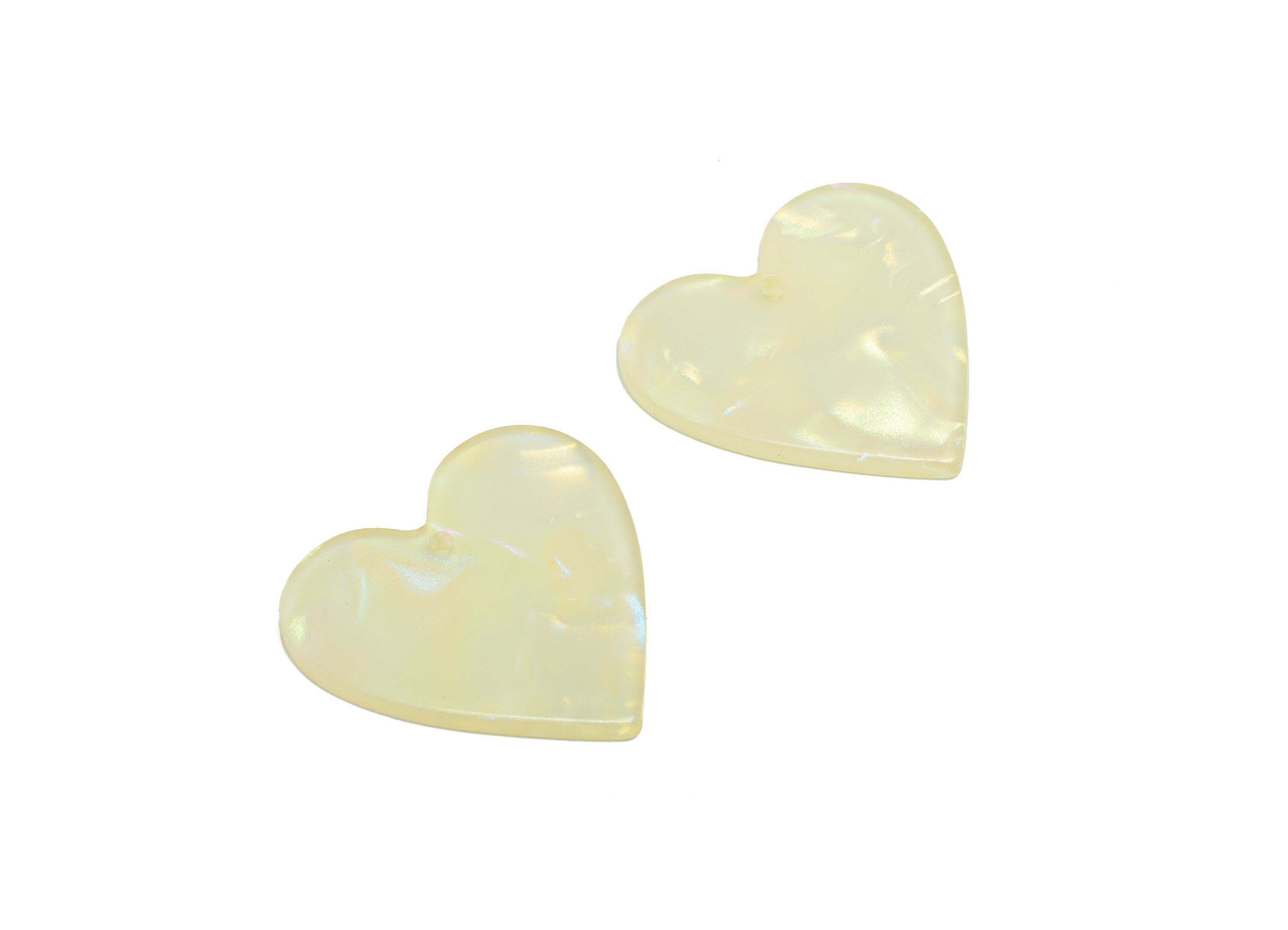 Acrylic Heart Earring Charms - Acrylic Heart Earring Charm - Acrylic White Heart Pendant - Color Code:A1033 - 31.91x31.21x2mm - AC2626-A1033 - DOMEDBAZAAR