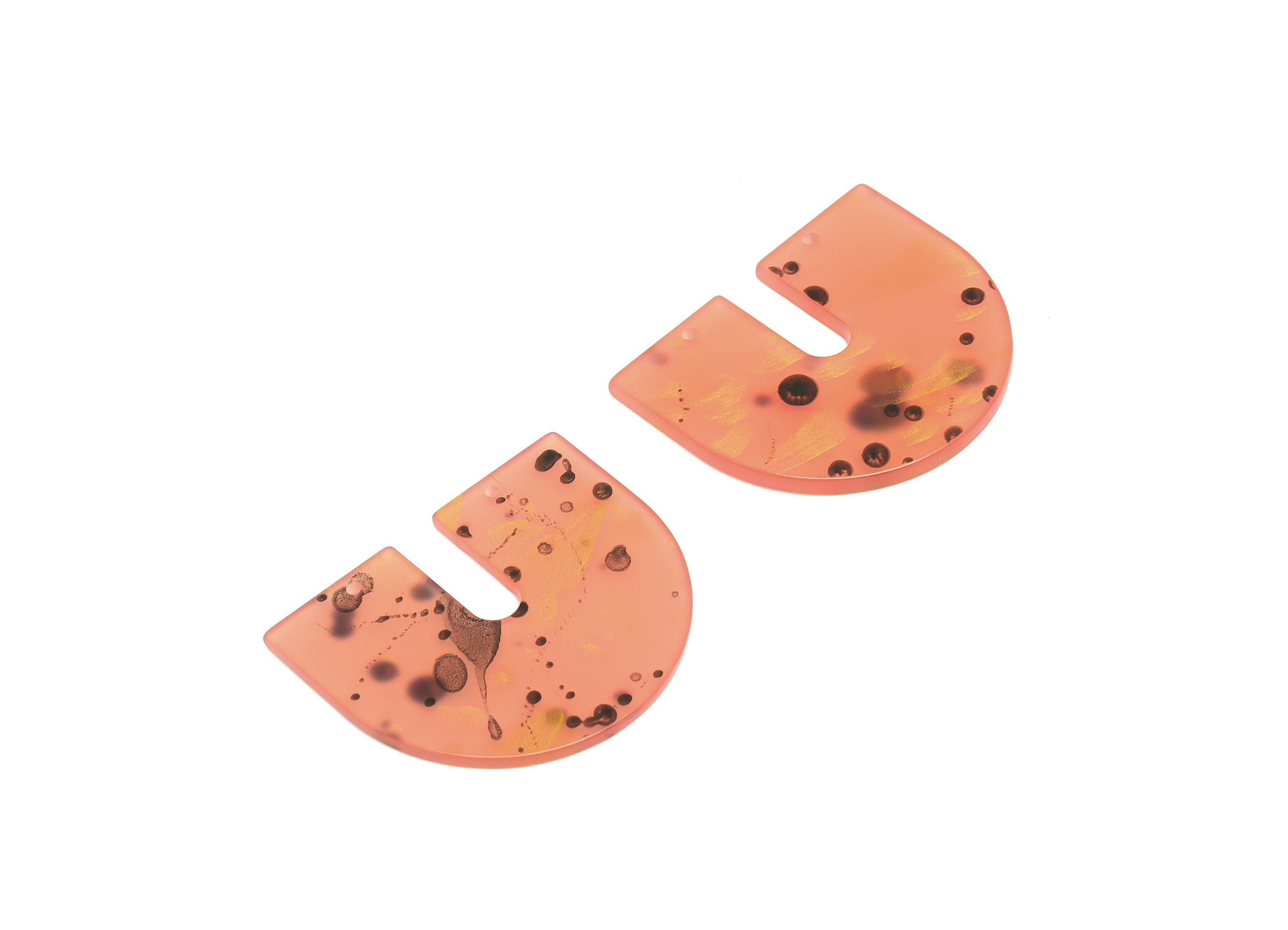 Acrylic Geometric Earring Connector - Pink U Acrylic Charms - Jewelry Making Supplies - Color Code:A1014 - 43.71x36.2x2.48mm - AC1884-A1014 - DOMEDBAZAAR