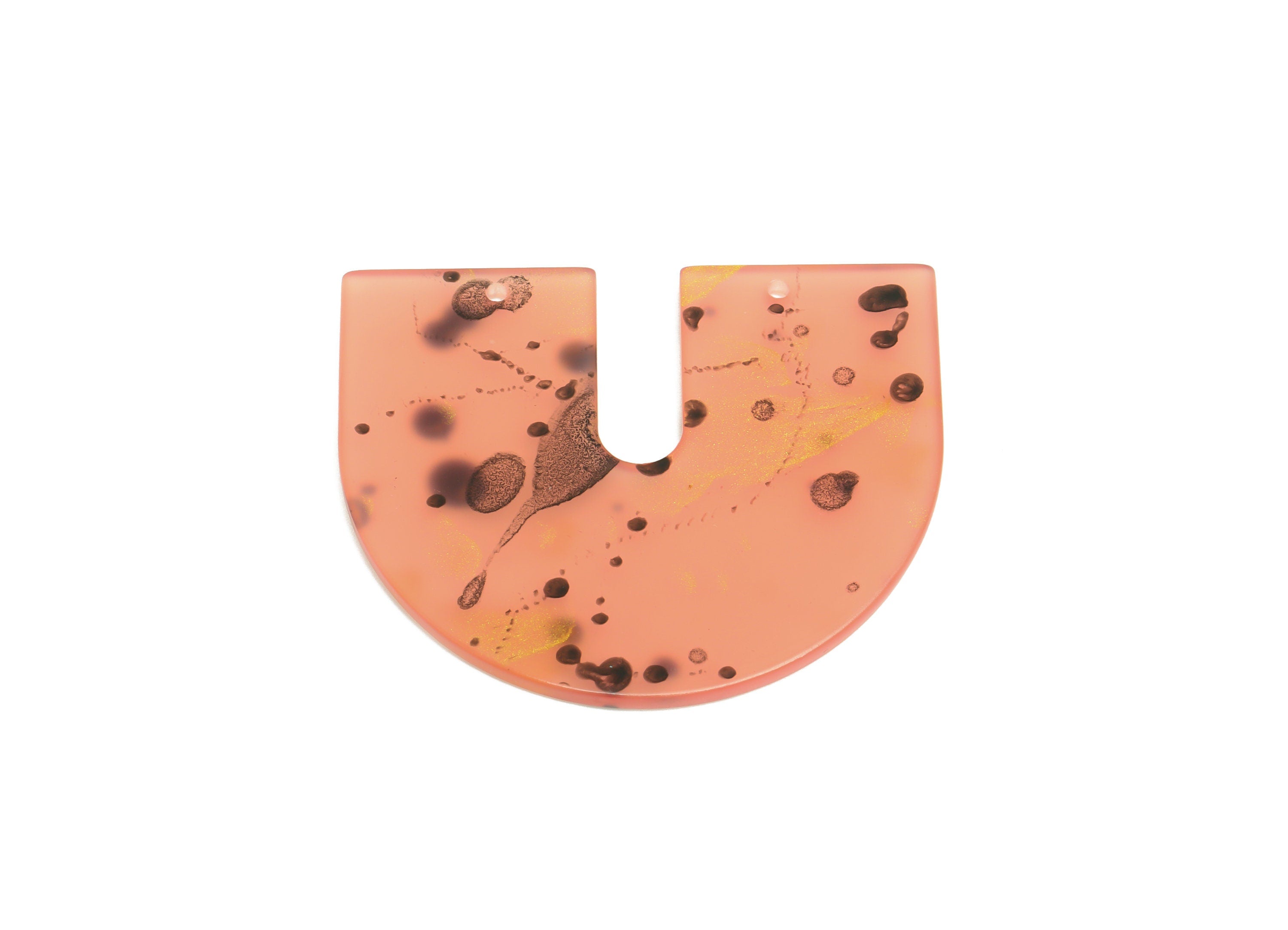 Acrylic Geometric Earring Connector - Pink U Acrylic Charms - Jewelry Making Supplies - Color Code:A1014 - 43.71x36.2x2.48mm - AC1884-A1014 - DOMEDBAZAAR