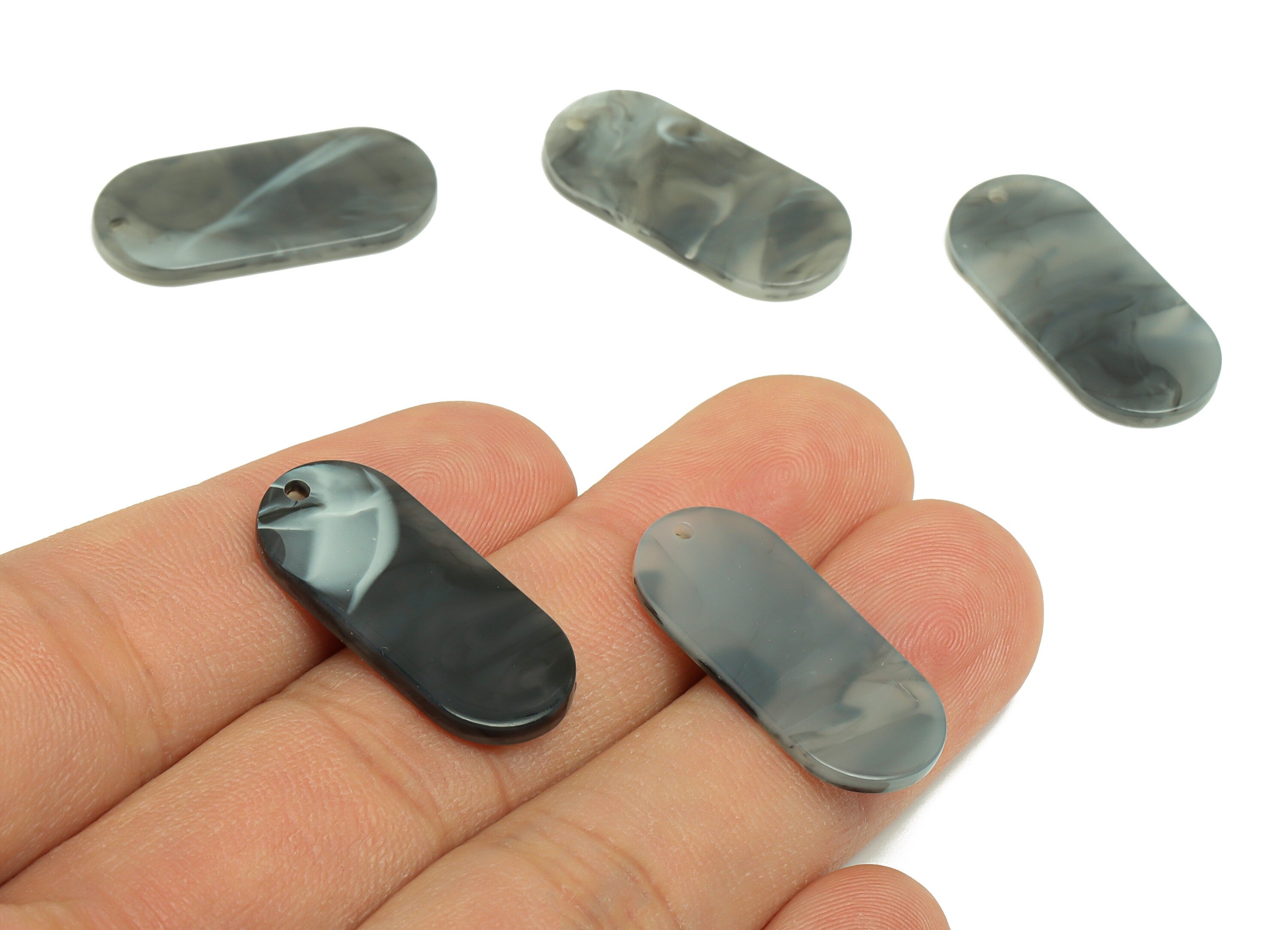 Acrylic Earring Charms - Acrylic Smoke Earrings Charms - Oval Pendant - Jewelry Supplies - Color Code: A1035 - 26.6x11.7x2.65mm - AC1209 - DOMEDBAZAAR