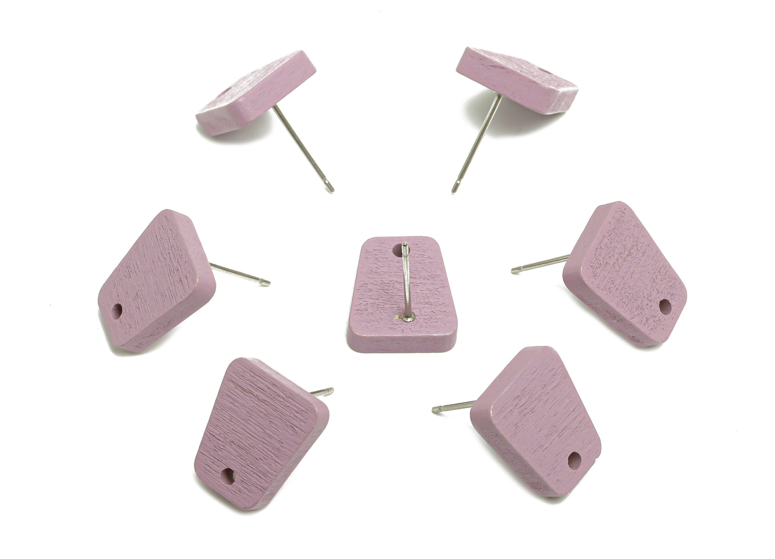 Hemu Wood Trapezoid Earring Stud - Purple Trapezium Earring Post - Stainless Steel Stud - Earring Finding - 14.02x11.53x3.3mm - BB1279D - DOMEDBAZAAR