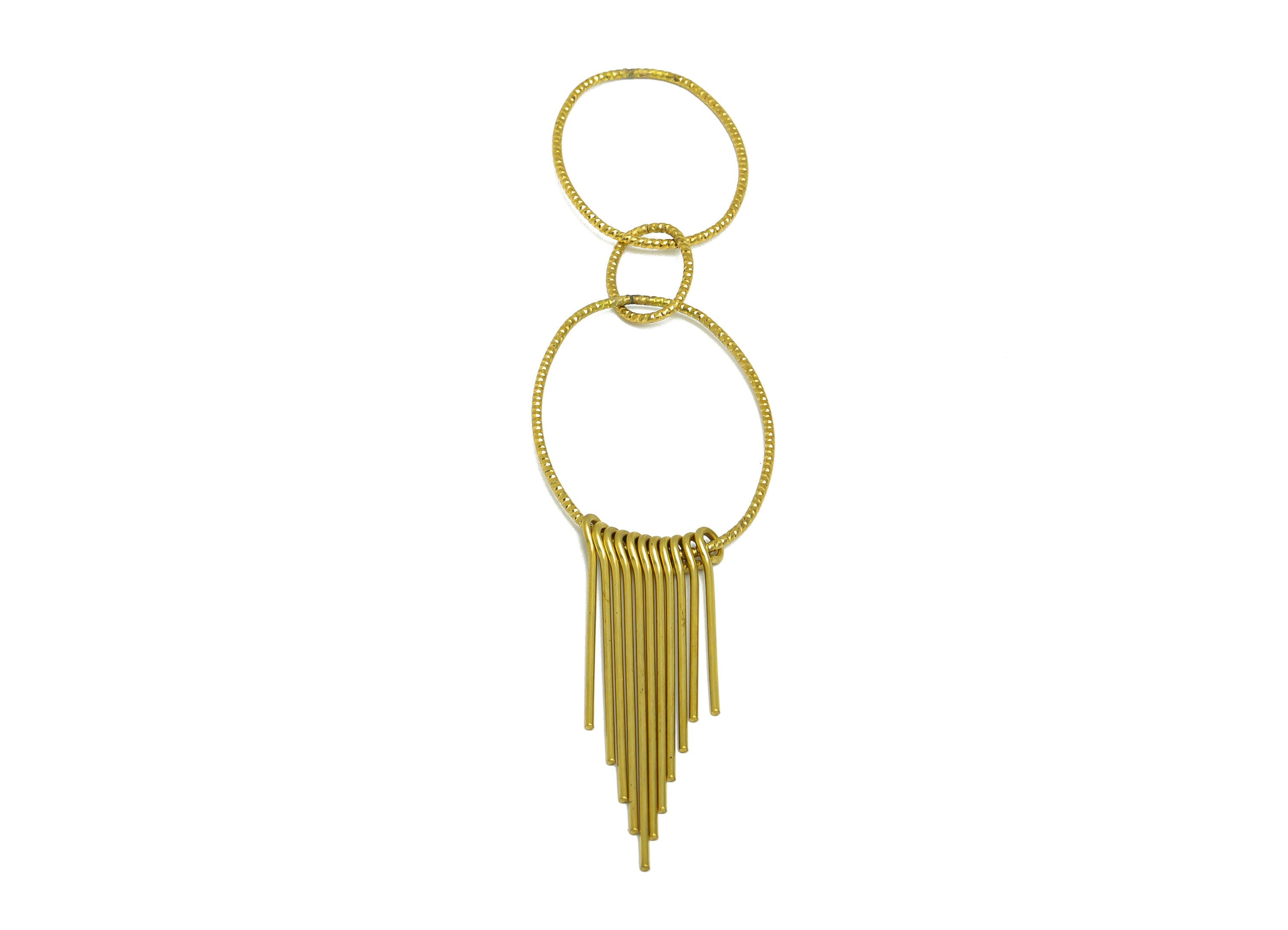Brass Wire Tassel Earring Charm - Interlock Wire Earring Charm - Textured Fringe Oval Earring Tassel - Dangle Charm - 112x34x2mm - PP10152 - DOMEDBAZAAR