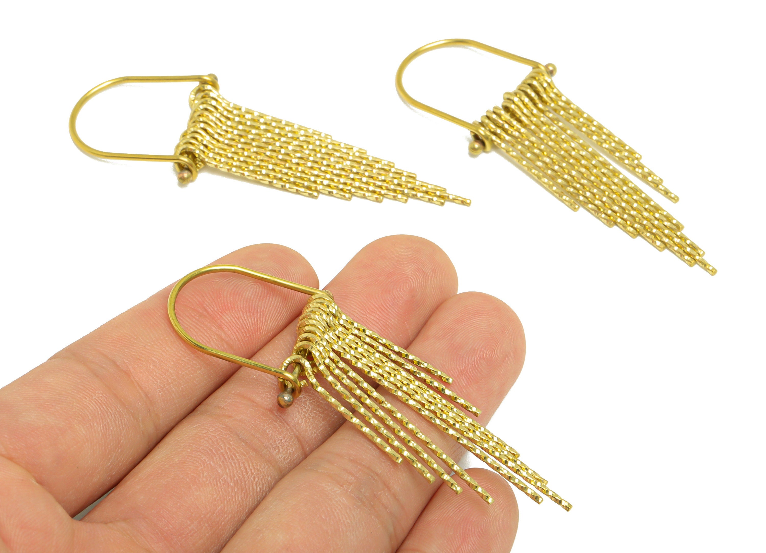Domed Wire Tassel Earring Charm - Textured Wire Earring Charm - Domed Fringe Oval Earring Tassel - Dangle Charm - 69x24.7x5.3mm - PP10155 - DOMEDBAZAAR