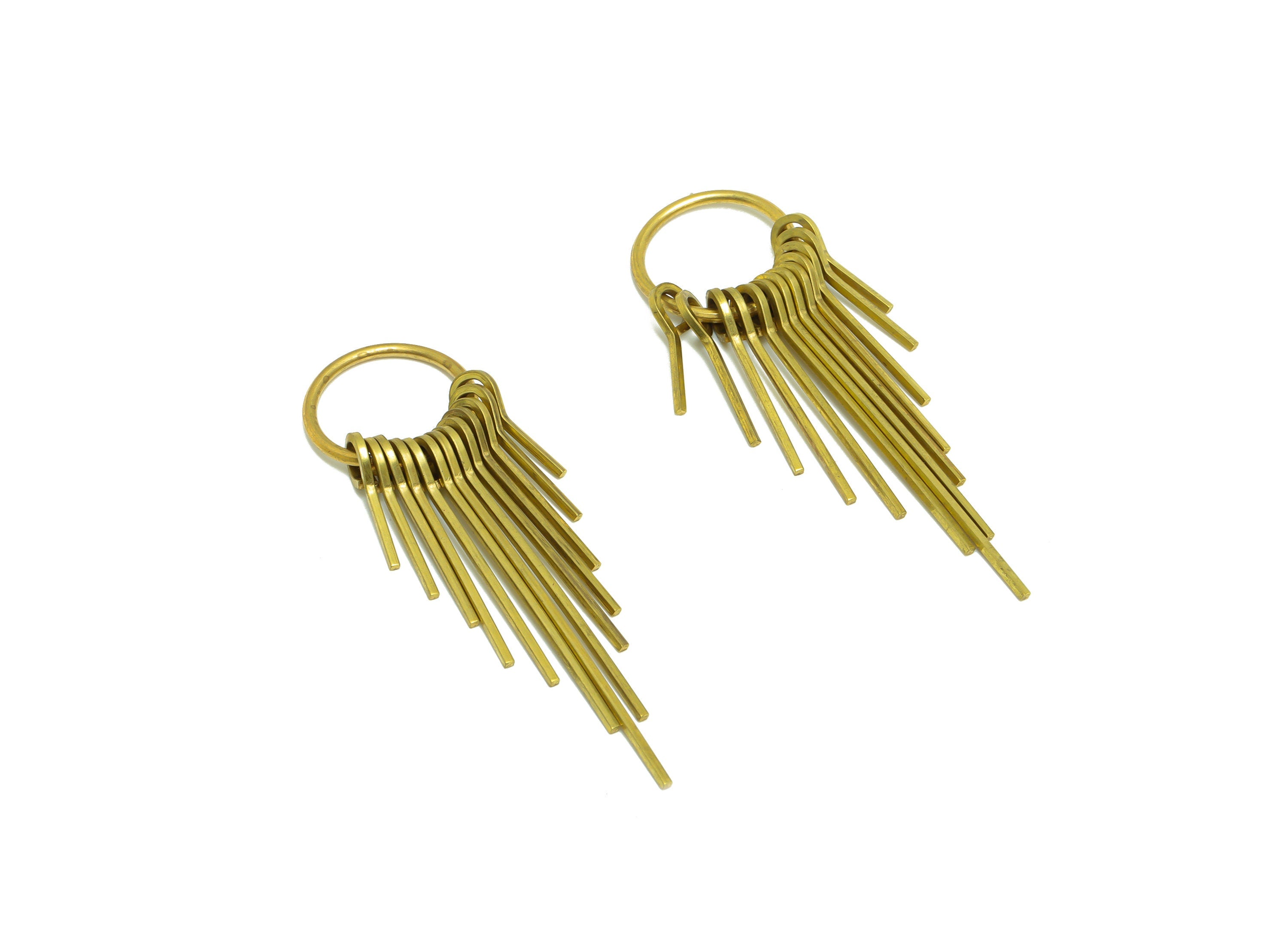 Hammered Wire Tassel Earring Charm - Round Wire Earring Charm - Circle Fringe Oval Earring Tassel - Dangle Charm - 62x17.9x5.7mm - PP10157 - DOMEDBAZAAR