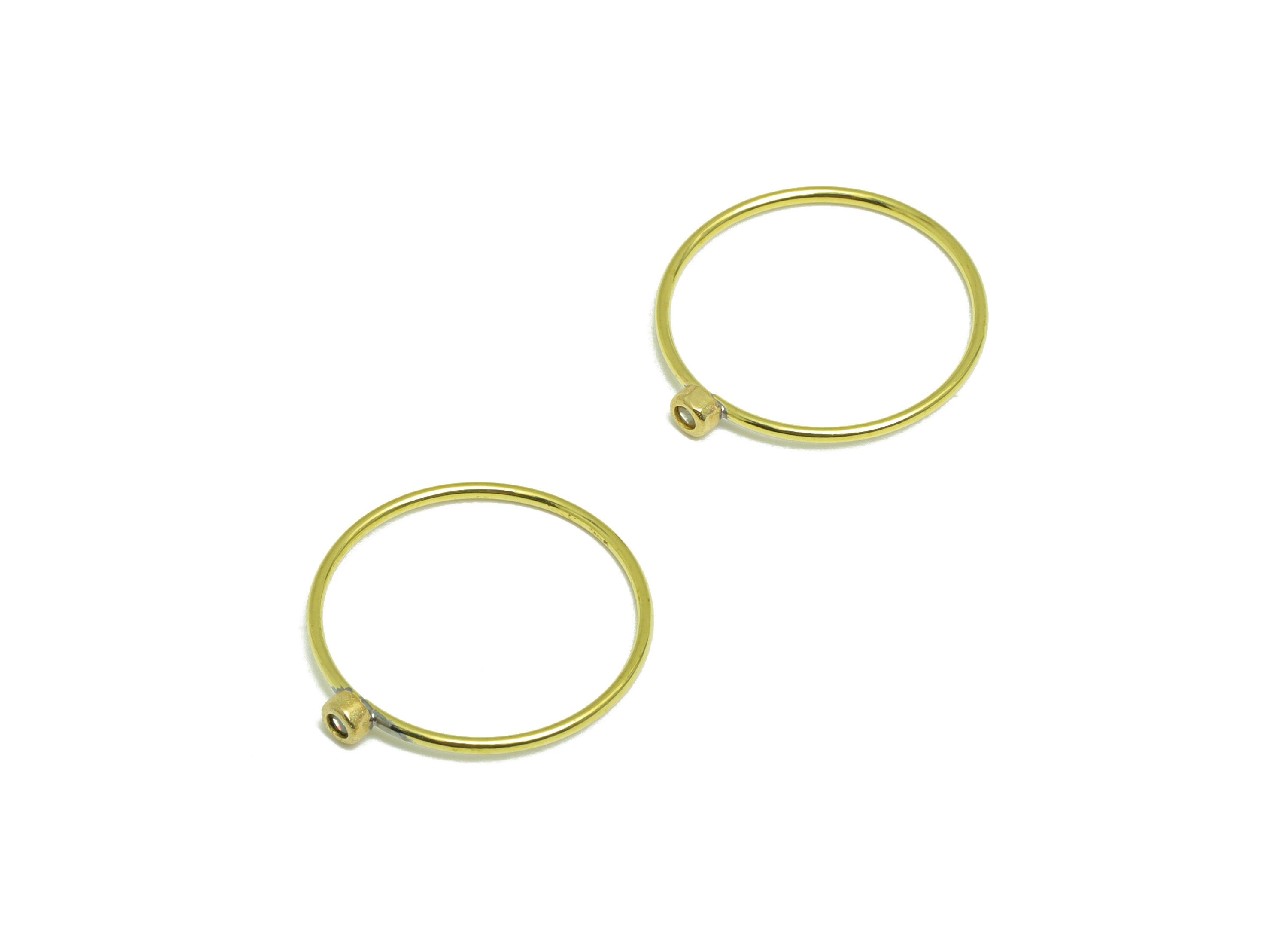 Deep Golden Yellow Brass Zircon Ring - Raw Brass Ring - Brass Chain Rings - Brass Cubic Zircon Rings - 19.2x17.8x2.8mm - PP10337B - DOMEDBAZAAR