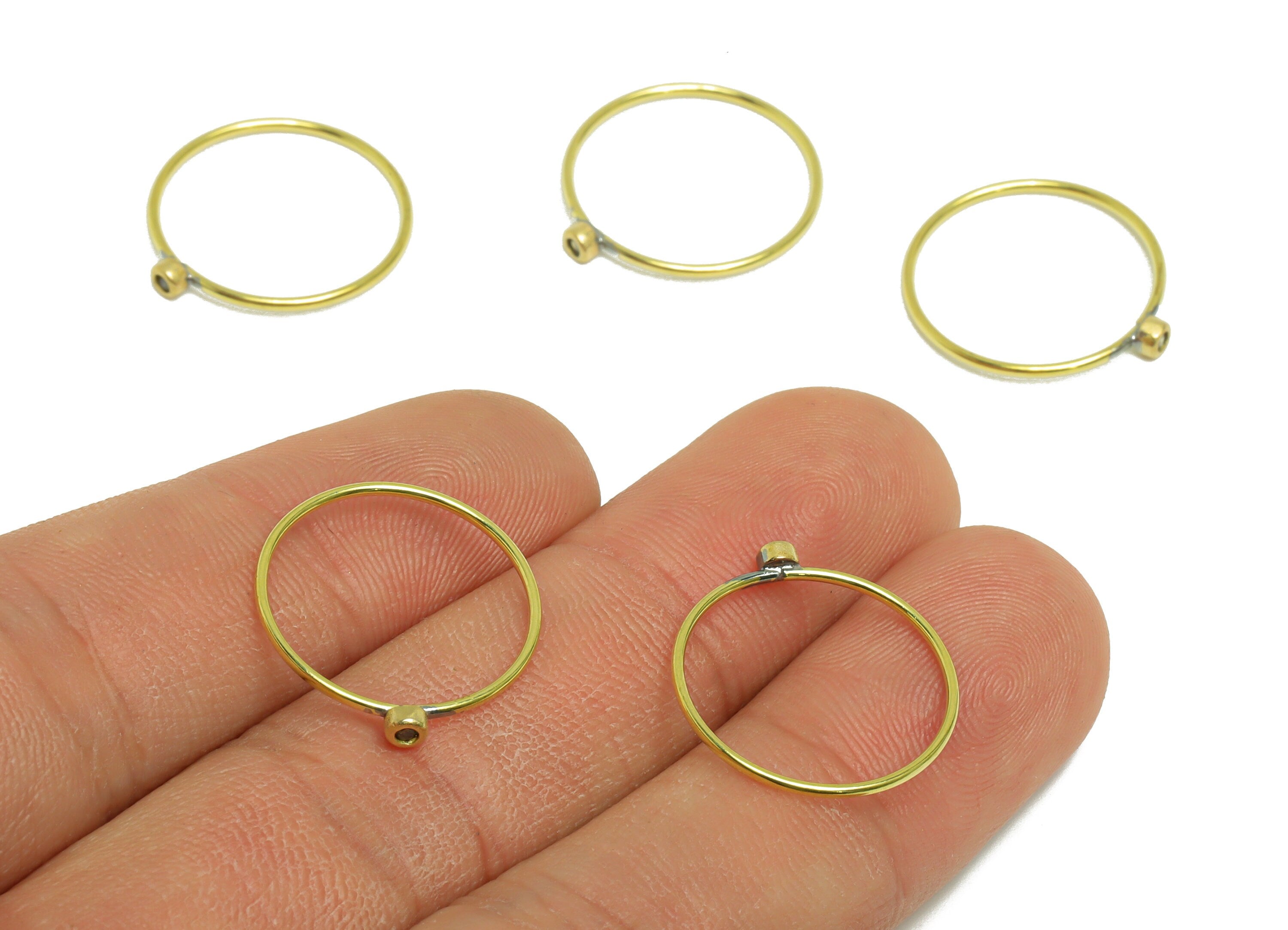 Olive Brass Zircon Ring - Raw Brass Ring - Brass Chain Rings - Brass Cubic Zircon Rings - 19.2x17.8x2.8mm - PP10337G - DOMEDBAZAAR