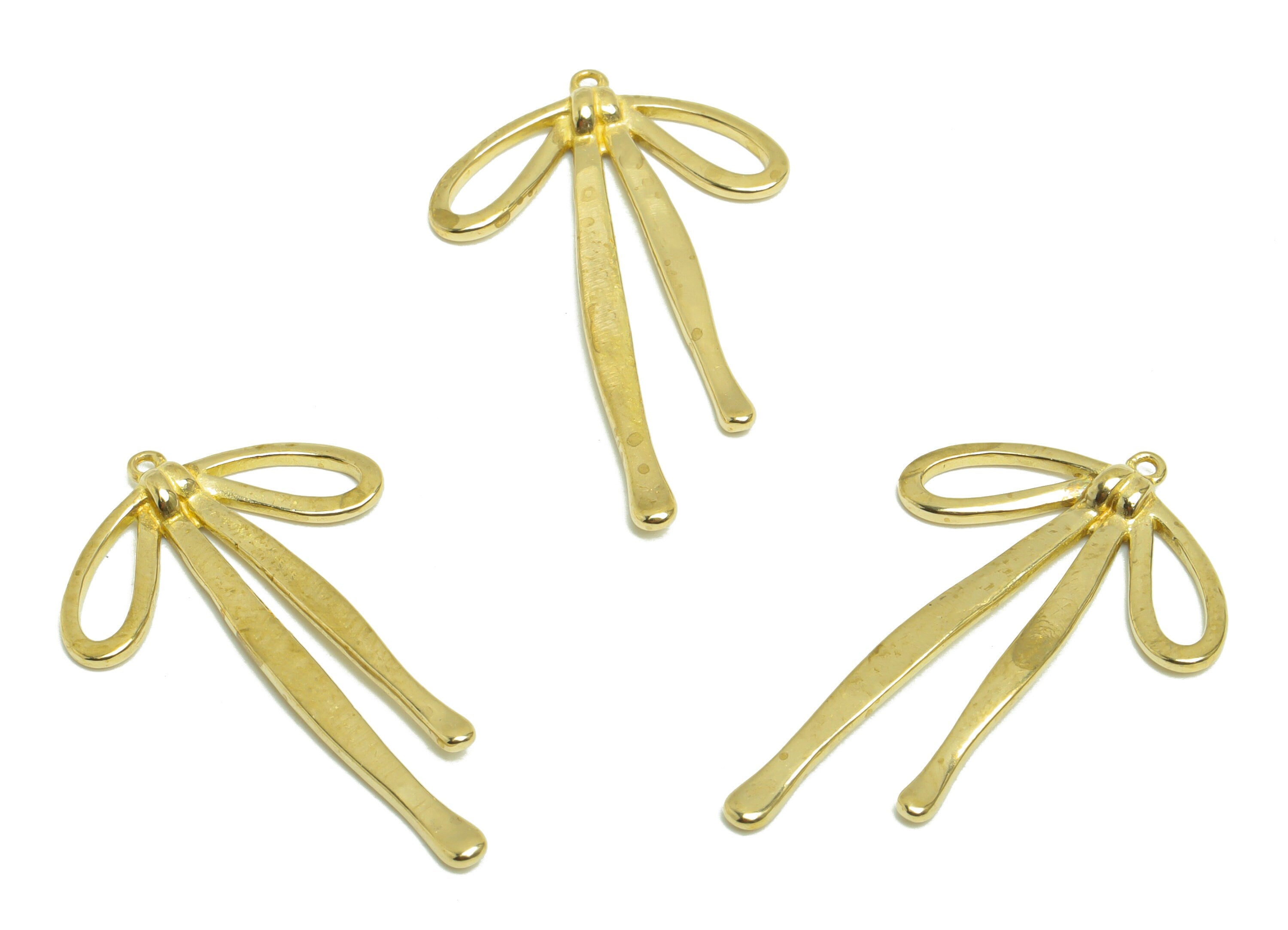 Brass Butterfly Bow Earring Charm - Raw Brass Bow Earring Charm - Brass Figure Pendant - Brass Butterfly Bow Charm - 33x20.5x1.6mm - PP10325 - DOMEDBAZAAR