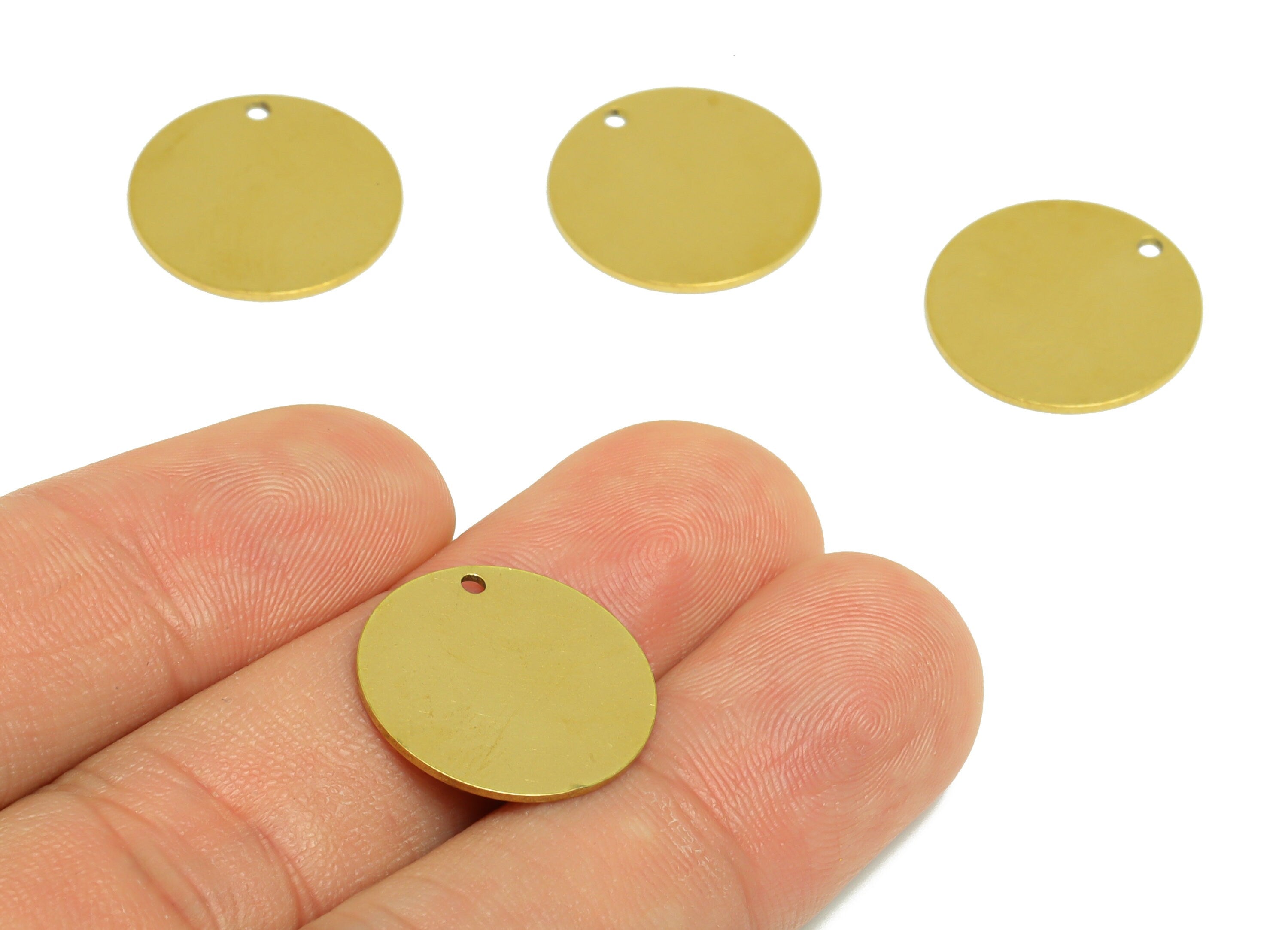 18mm Brass Round Earring Charm - Raw Brass Circle Pendant - Brass Geometry Charm - Stamping Blank Charm - 18x18x0.7mm - PP10318 - DOMEDBAZAAR