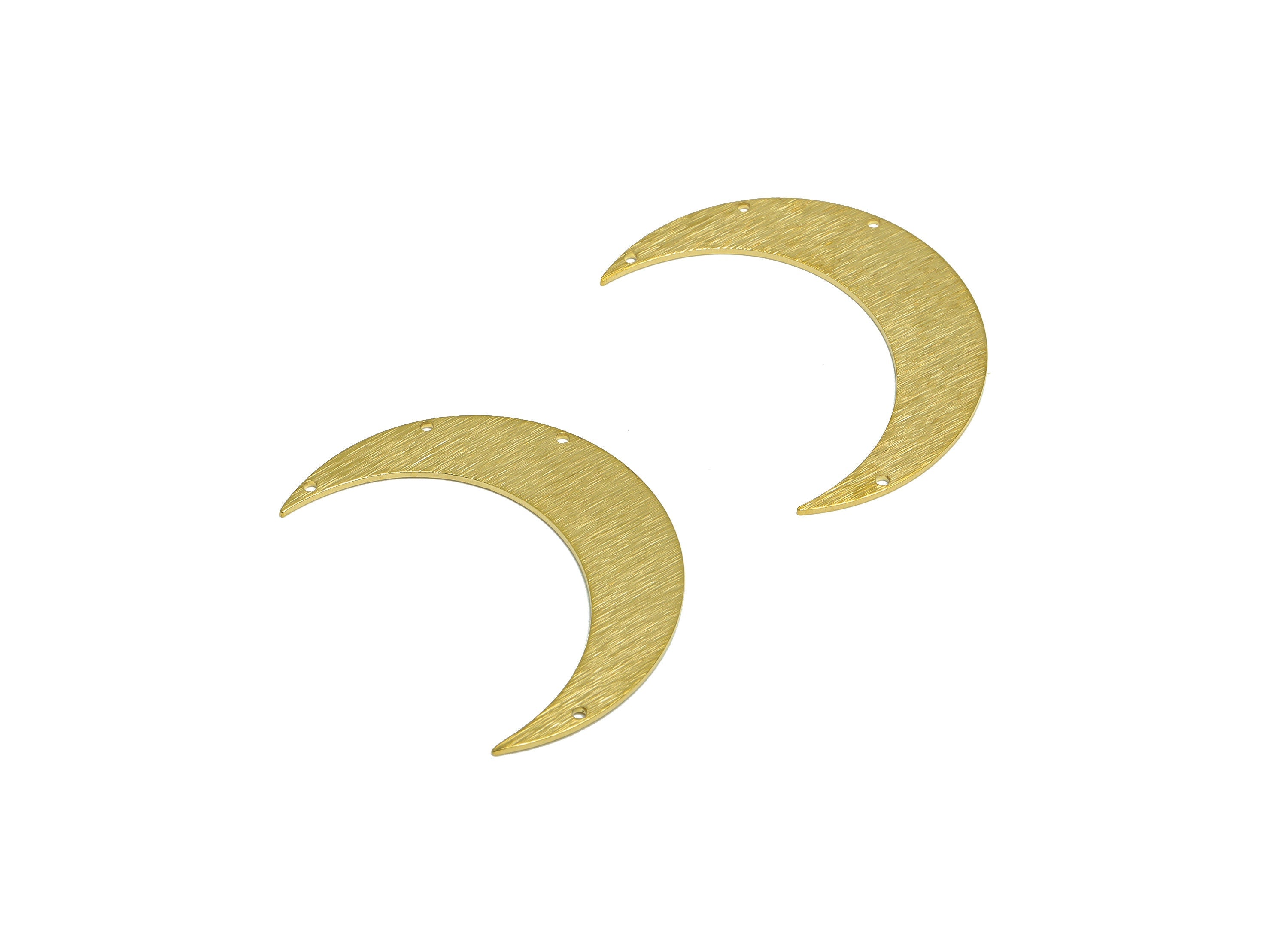 Brass Crescent Connector - Raw Brass Moon Earring Connectors - Textured Crescent With 5 Hole - Jewelry Supplies - 46x11x1mm - PP10309 - DOMEDBAZAAR
