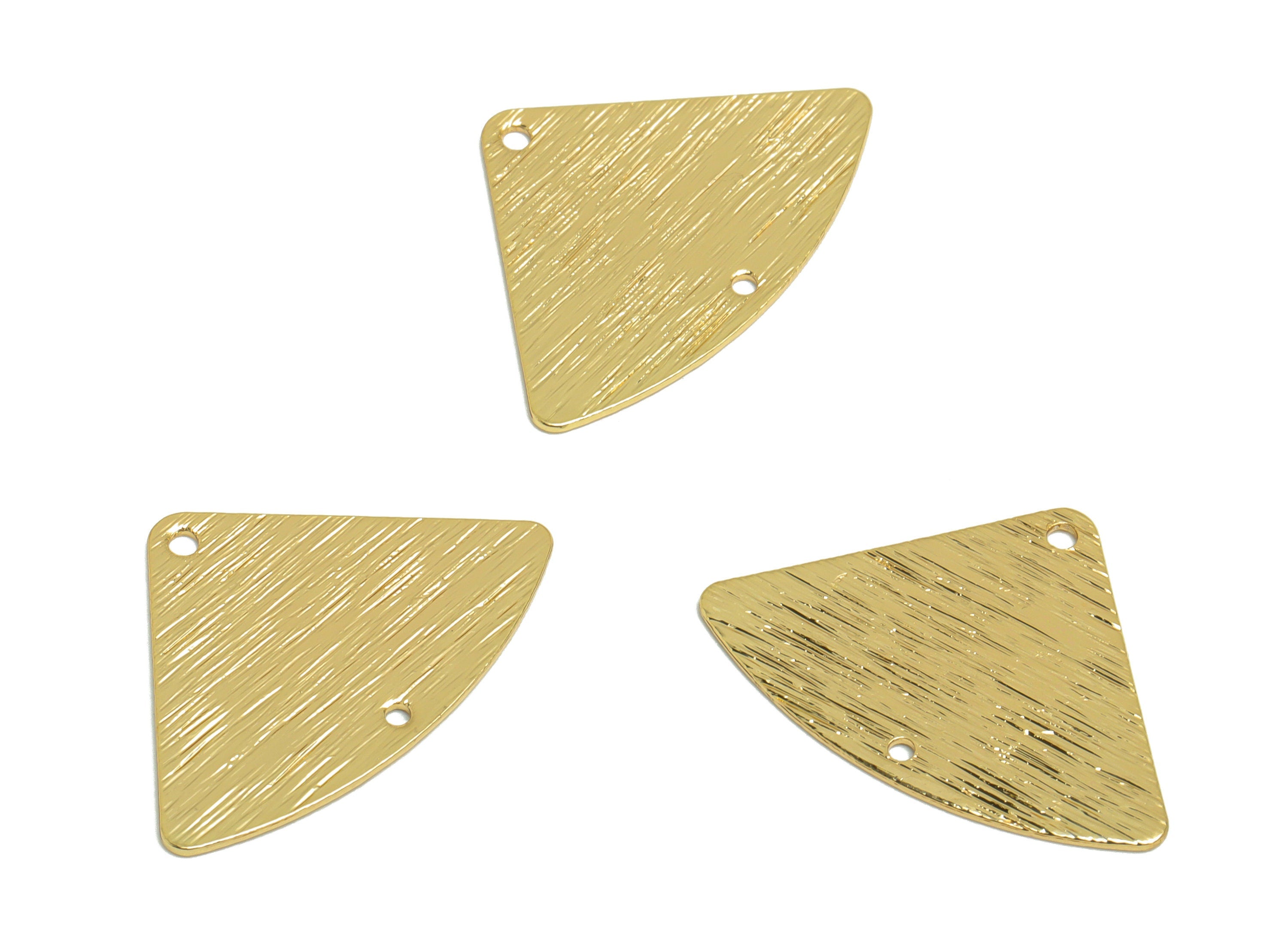 Brass Triangle Connector - Raw Brass Triangle Earring Connectors - Textured Quad Earring Charm - Quarter Round Charm - 26x18x1mm - PP10314 - DOMEDBAZAAR