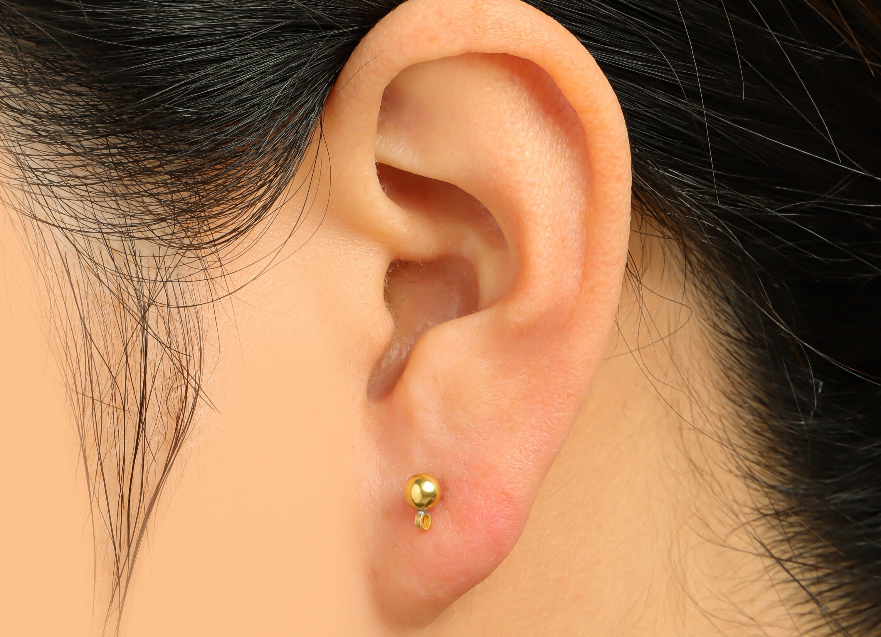 4mm Ball Stud Earrings With Loop - Brass Ball Pad Stud - Brass Bead Earring Post- Earring Charms - Jewelry Supplies - 16.5x6x4mm - PP9977-4 - DOMEDBAZAAR