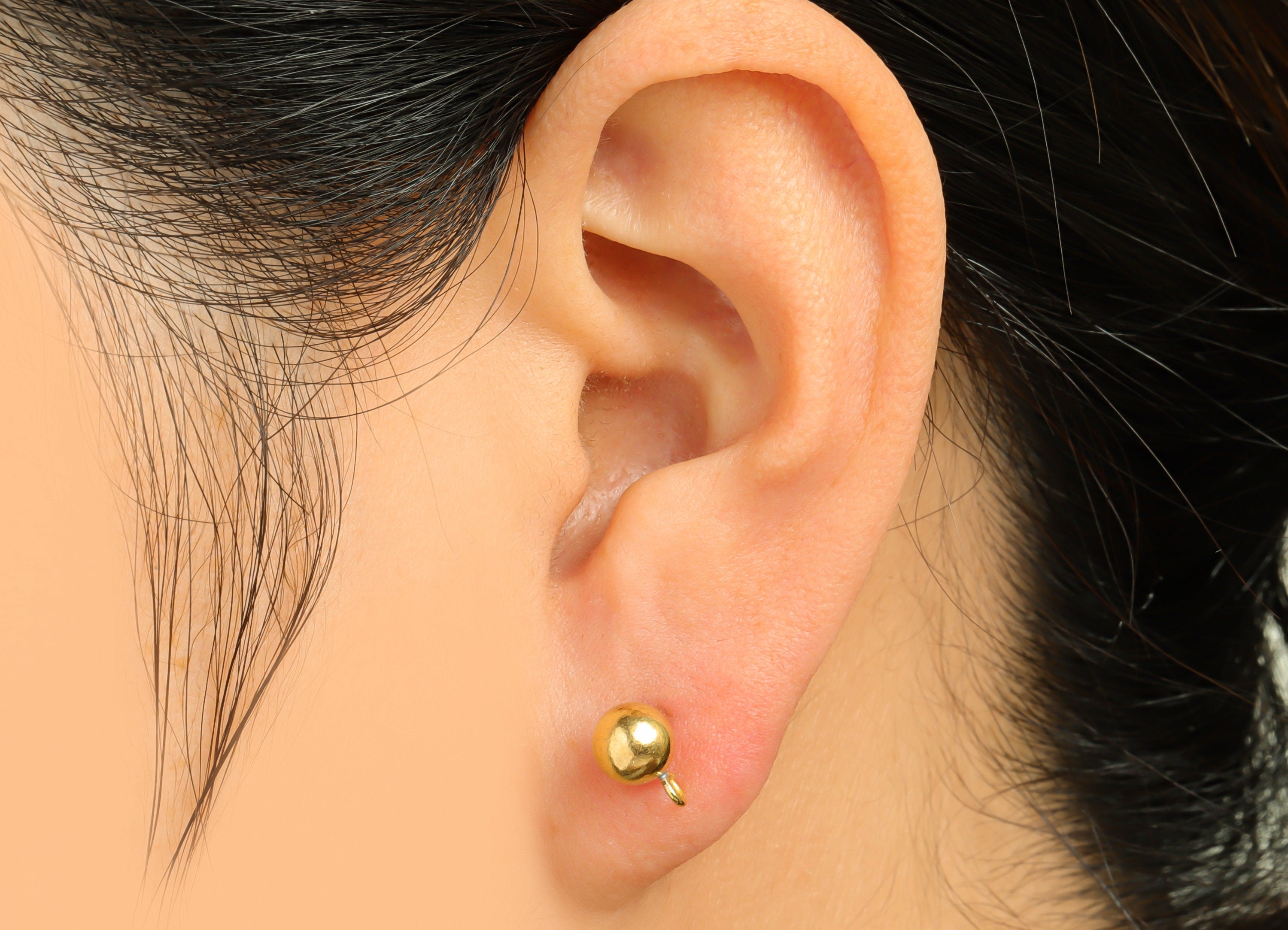 6mm Ball Stud Earrings With Loop - Brass Ball Pad Stud - Brass Bead Earring Post- Earring Open Loop - Jewelry Supplies - 18x9x6mm -PP9899-6 - DOMEDBAZAAR