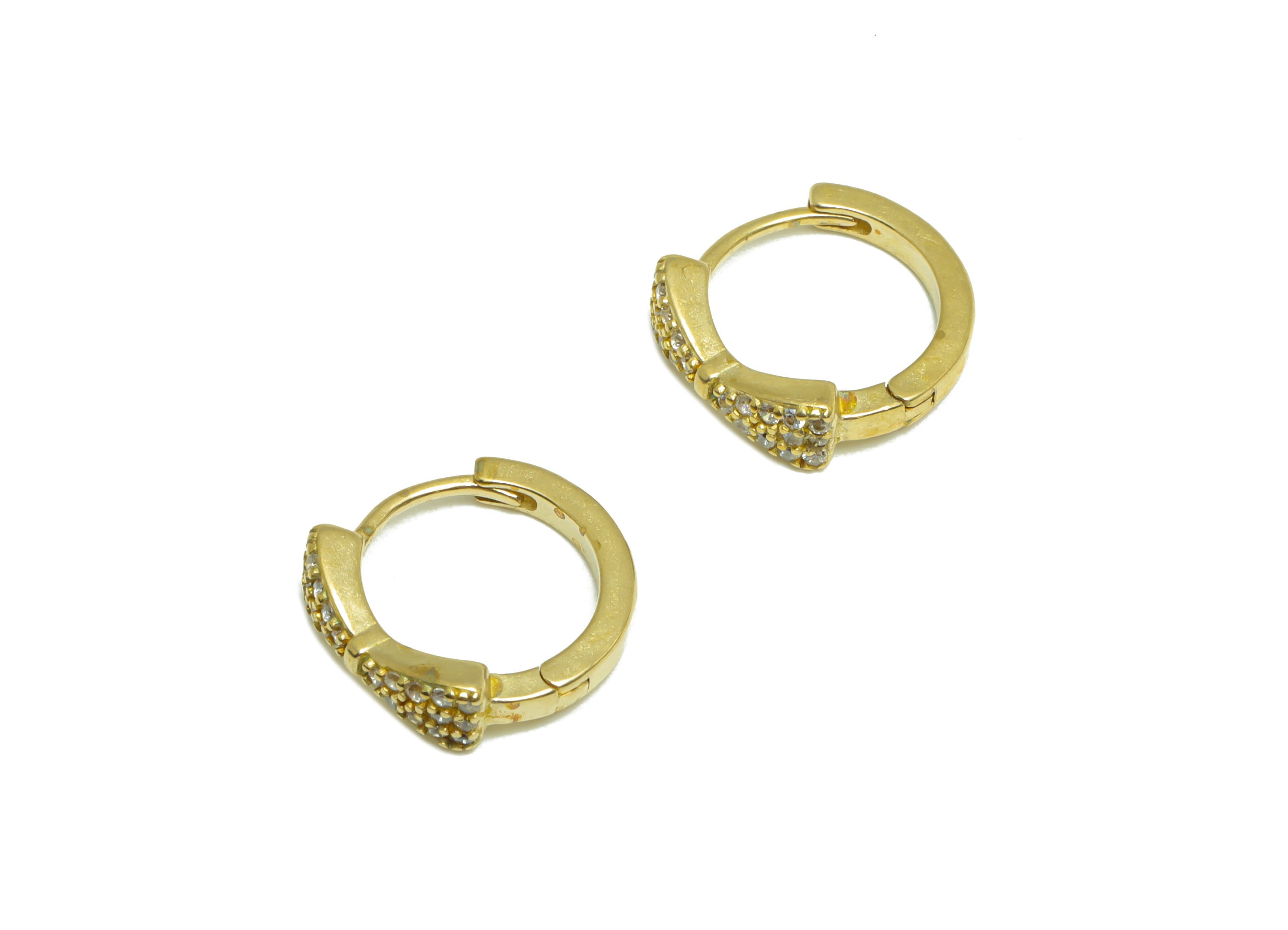 Brass CZ Huggie Hoop Earring - Raw Brass Hoop Butterfly Bow Zircon Earring - CZ Bowtie Huggie Earring - Hoop Clasp - 13.2x12x3mm - PP9905 - DOMEDBAZAAR