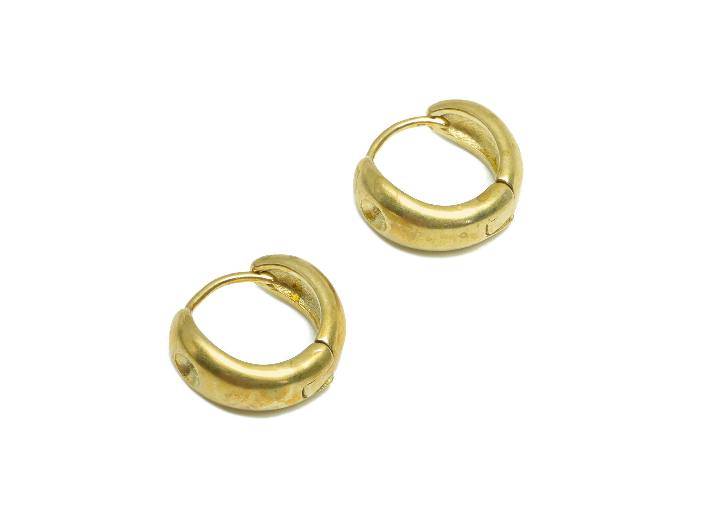 Brass Thick Huggie Hoop Earring - Raw Brass Hoop Earring For Diamond - Brass Huggie Earring With Hole - 13.1x11.7x4.8mm - PP9982 - DOMEDBAZAAR