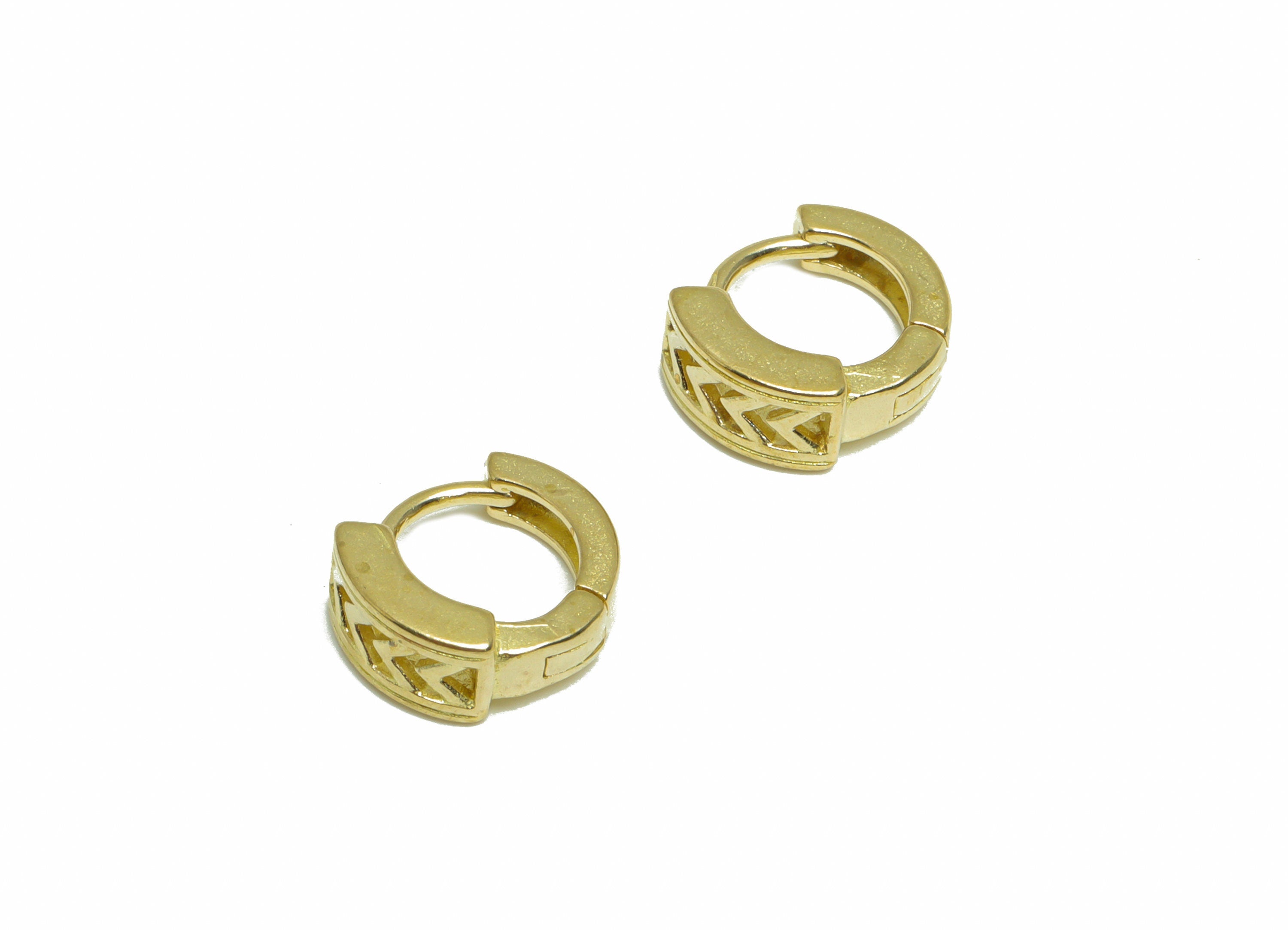 Brass Thick Huggie Hoop Earring - Raw Brass Arrow Huggie Earring - Brass Textured Huggie Earring - Mini Hoop Earring - 11.2x10x4mm - PP9889 - DOMEDBAZAAR