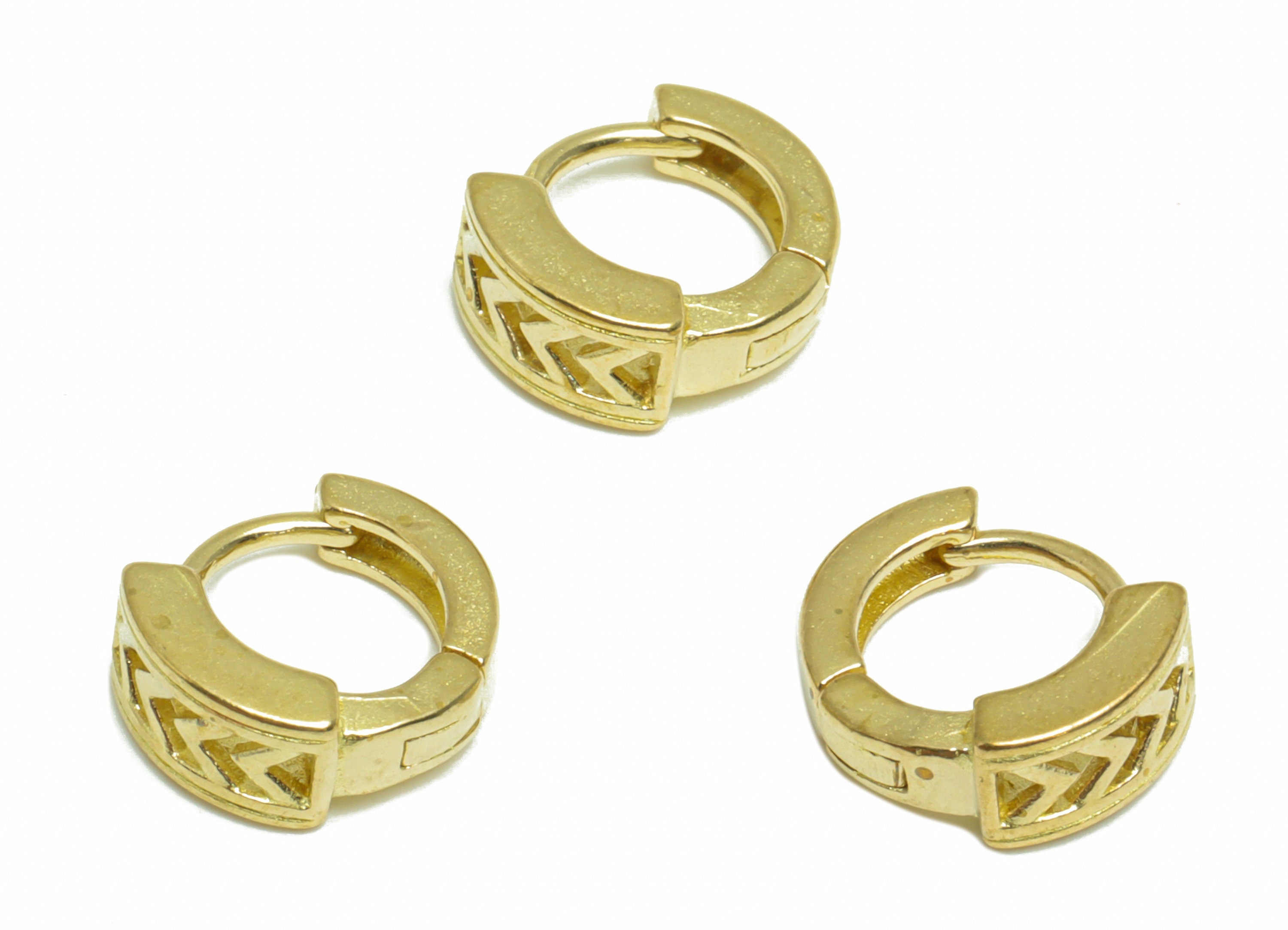 Brass Thick Huggie Hoop Earring - Raw Brass Arrow Huggie Earring - Brass Textured Huggie Earring - Mini Hoop Earring - 11.2x10x4mm - PP9889 - DOMEDBAZAAR