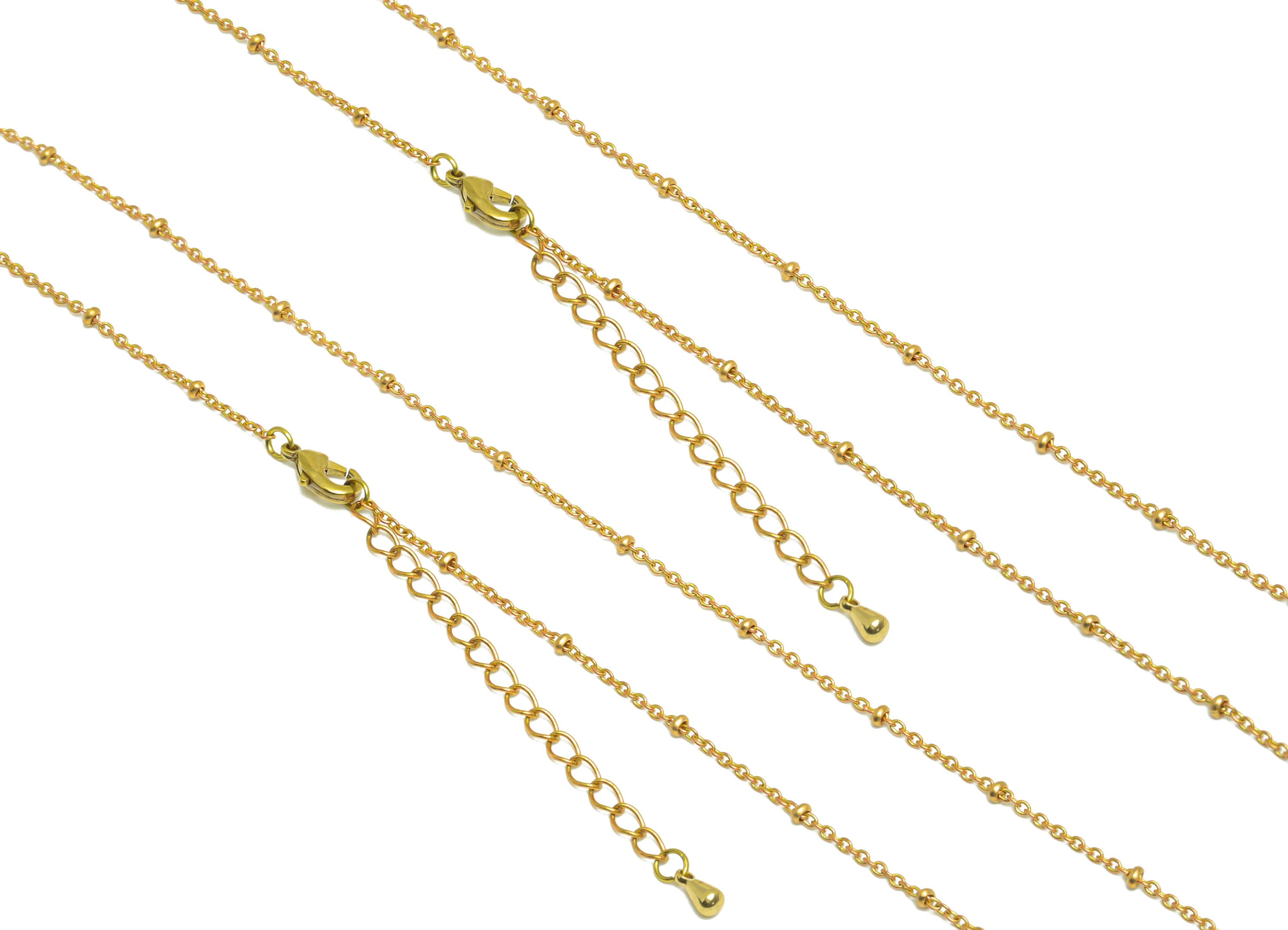 Brass Beaded Finished Chain - 43.5+6CM Brass Ball Beaded Chain - Raw Brass Finished Chain - Finished Satellite Chain - Cable Chain -  PP9897 - DOMEDBAZAAR