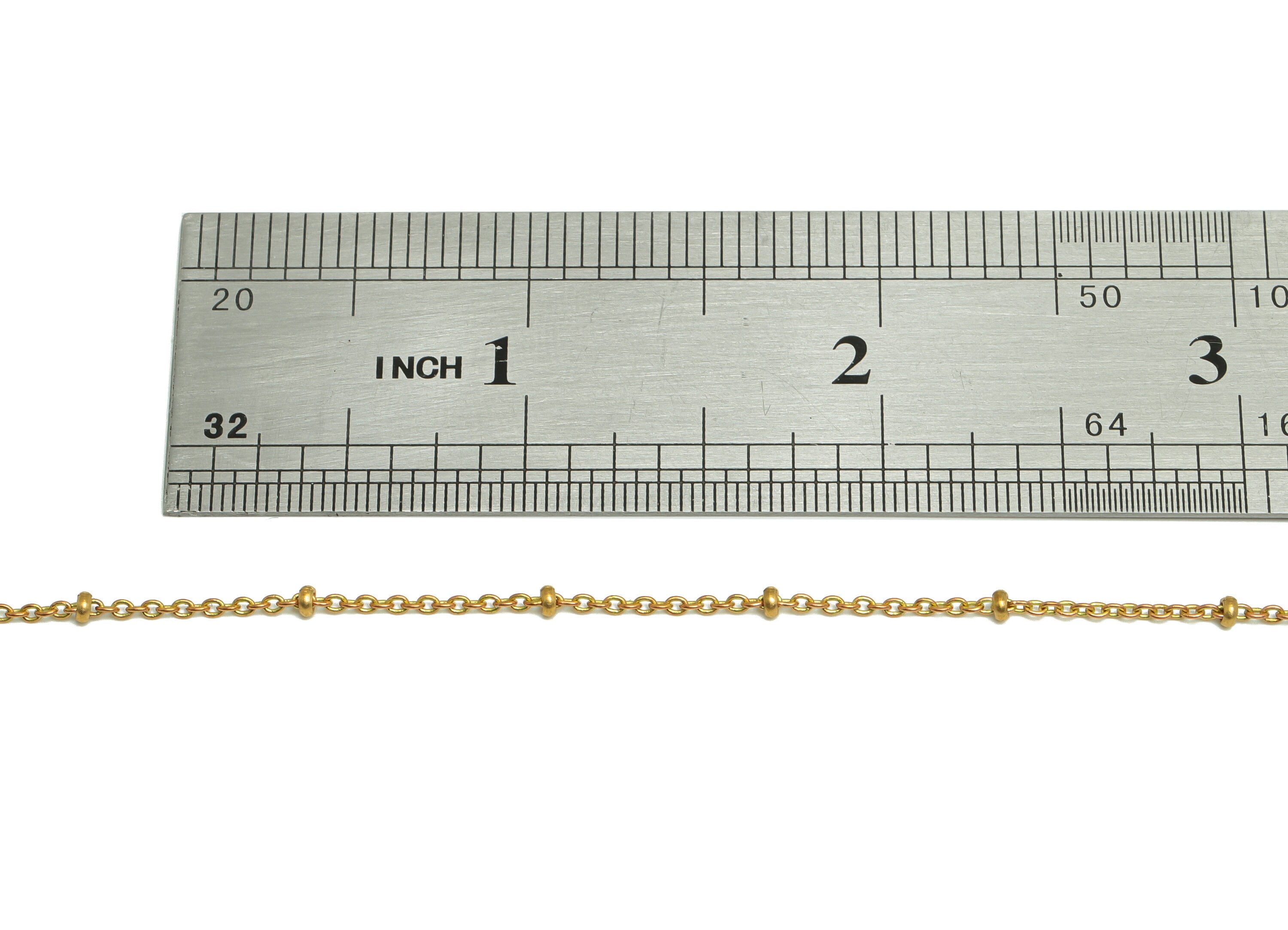 Brass Beaded Finished Chain - 43.5+6CM Brass Ball Beaded Chain - Raw Brass Finished Chain - Finished Satellite Chain - Cable Chain -  PP9897 - DOMEDBAZAAR
