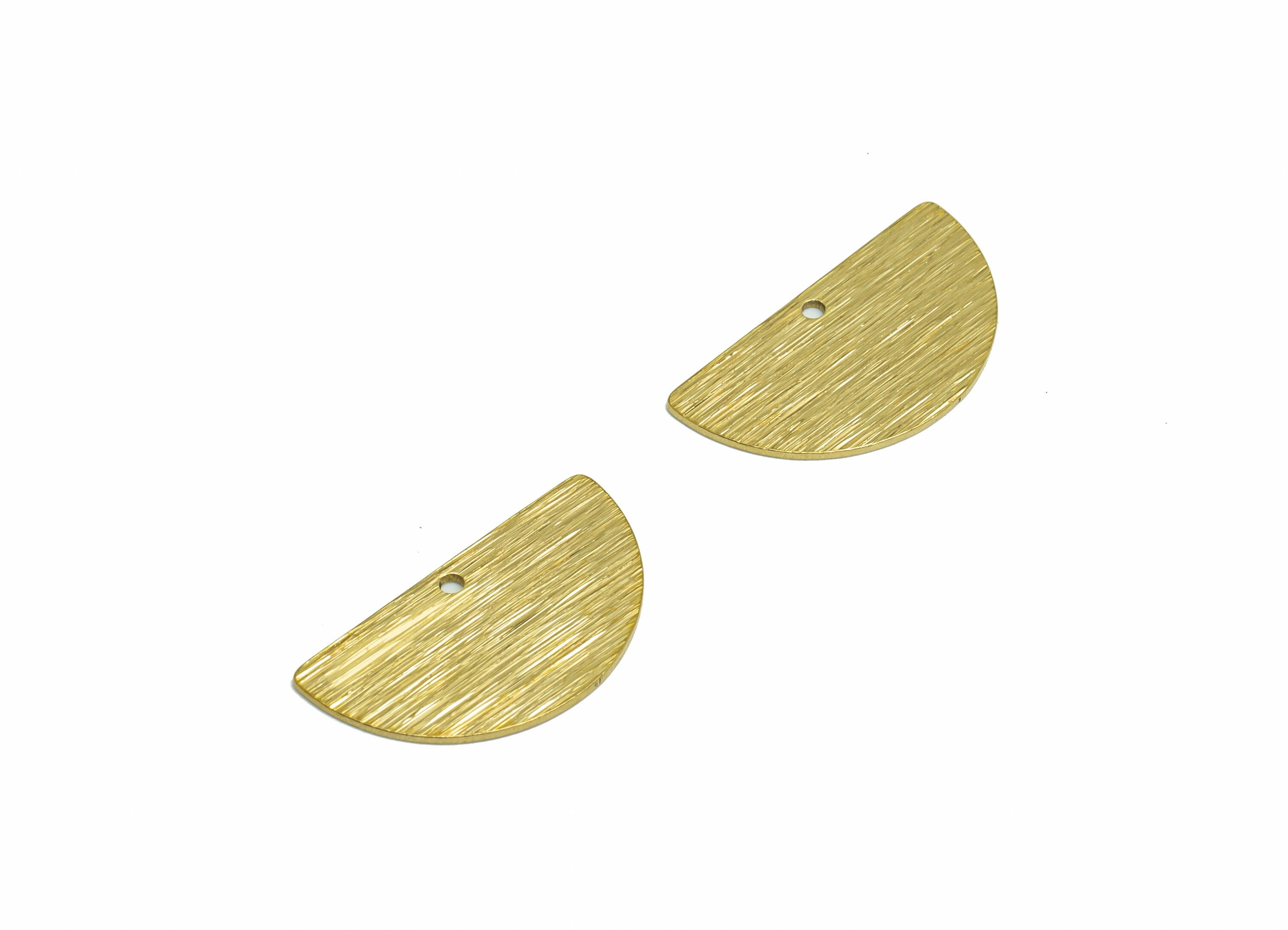 Brass Half Moon Earring Charms - Raw Brass Textured Semi Circle Pendant - Earring Findings  - Jewelry Making - 24x13x0.8mm - PP9894 - DOMEDBAZAAR