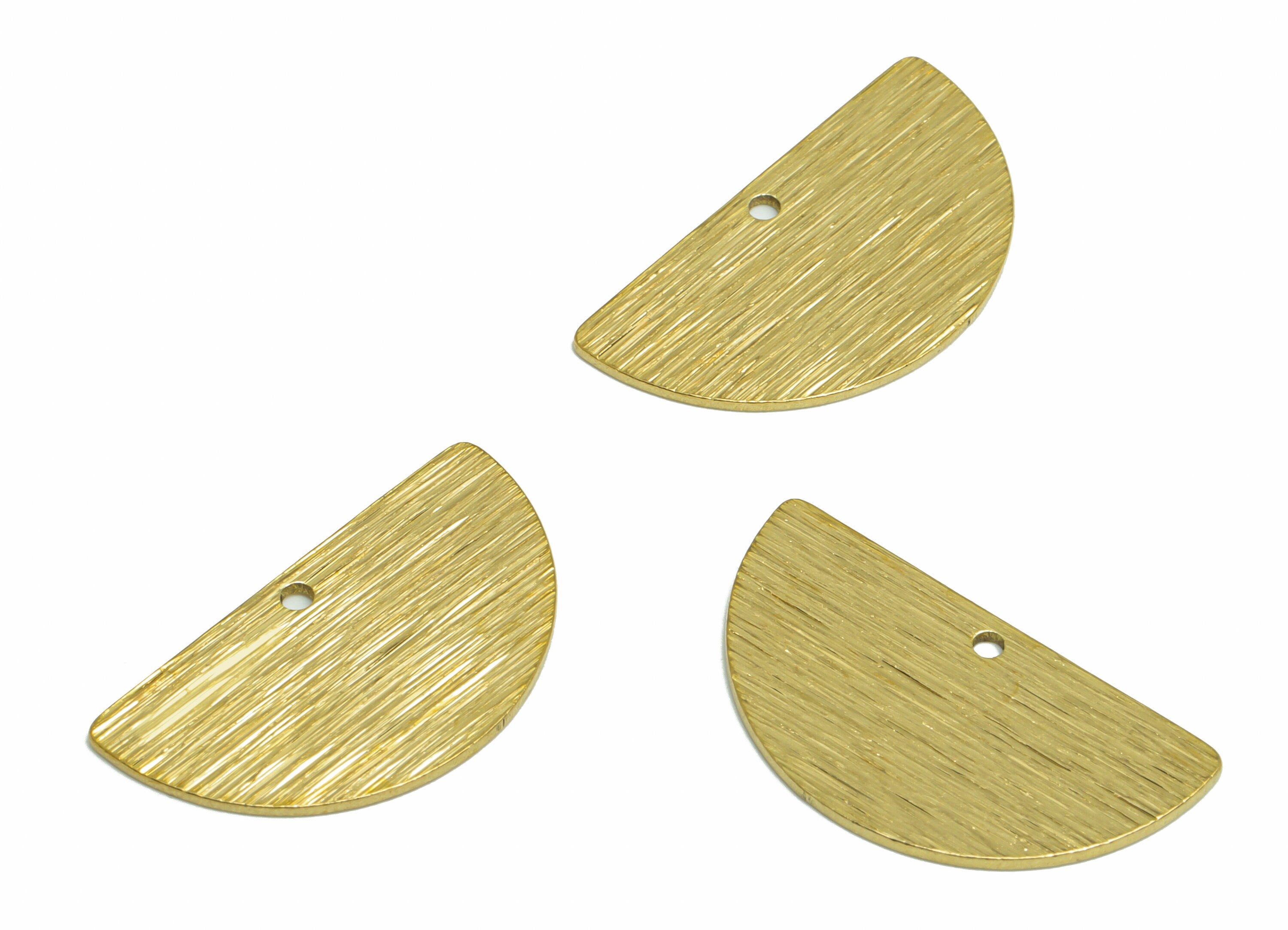 Brass Half Moon Earring Charms - Raw Brass Textured Semi Circle Pendant - Earring Findings  - Jewelry Making - 24x13x0.8mm - PP9894 - DOMEDBAZAAR