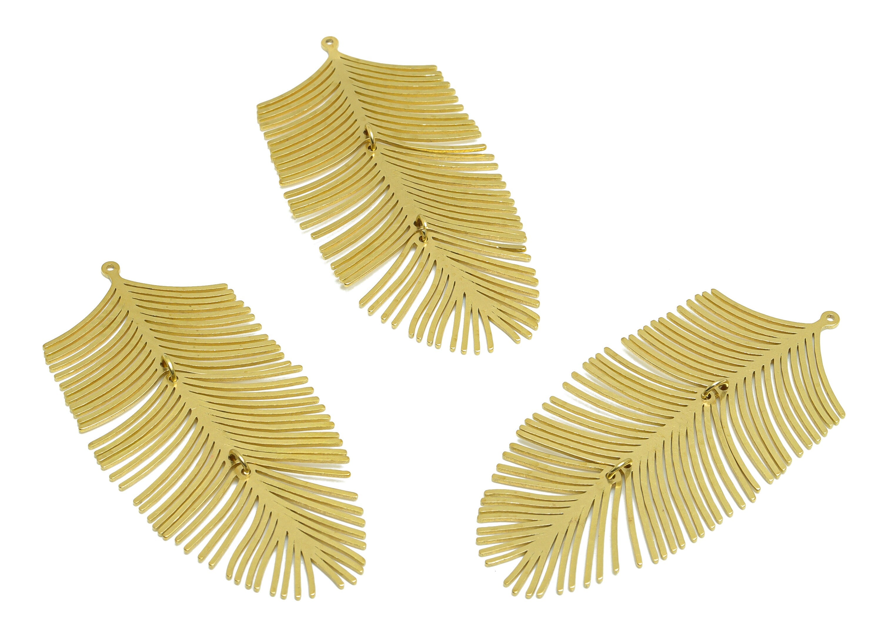Brass Leaf Earring Charms - Raw Brass Hang Leaf Dangle Earring Charm - Brass Handmade Earring Charm - Jewelry Making - 63x29.8x1mm - PP9910 - DOMEDBAZAAR