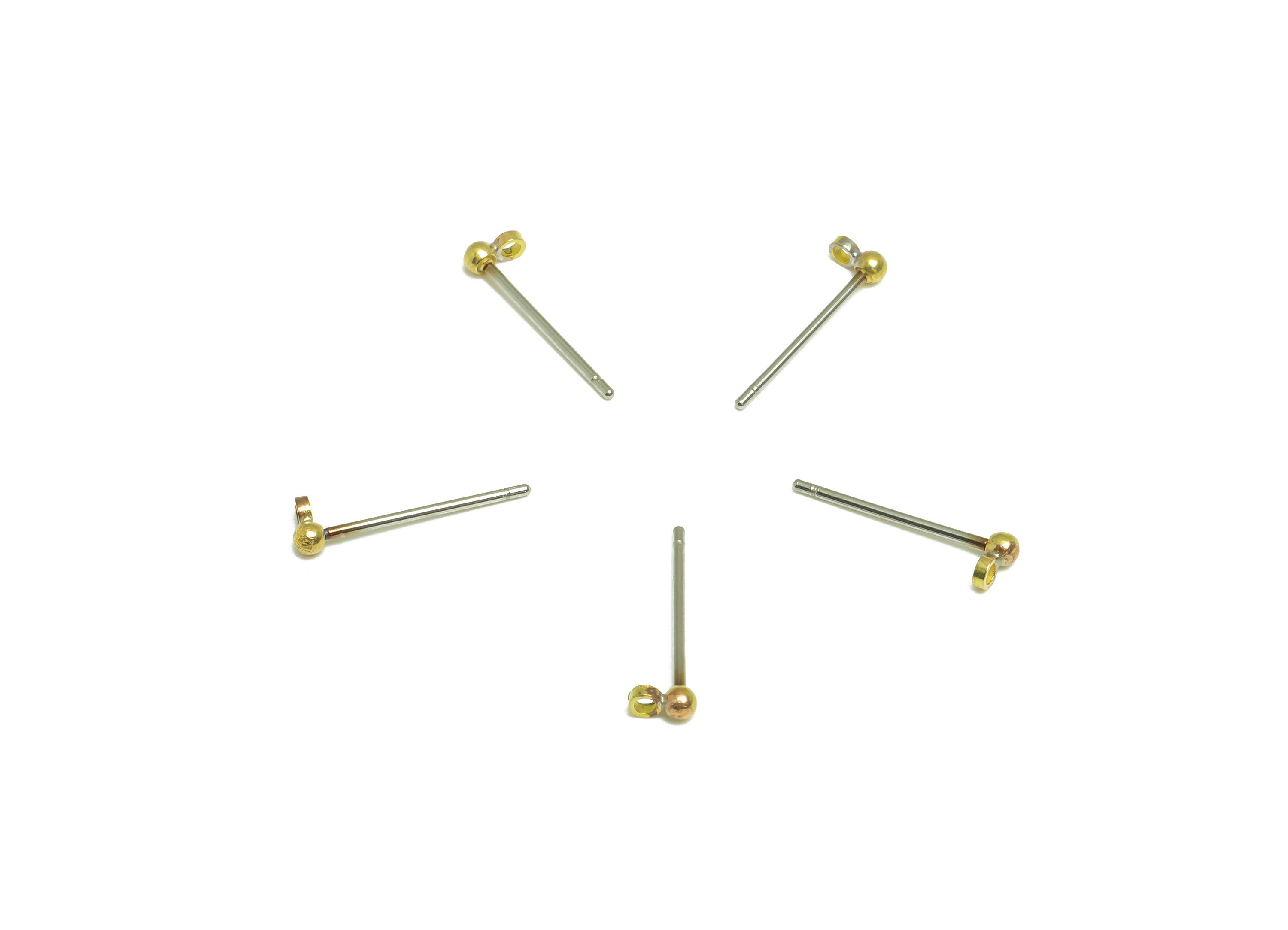 2mm Ball Stud Earring With Loop - Brass Ball Pad Stud - Brass Bead Earring Post- Raw Brass Ball Earring Loop - Jewelry Supplies - PP9619 - DOMEDBAZAAR