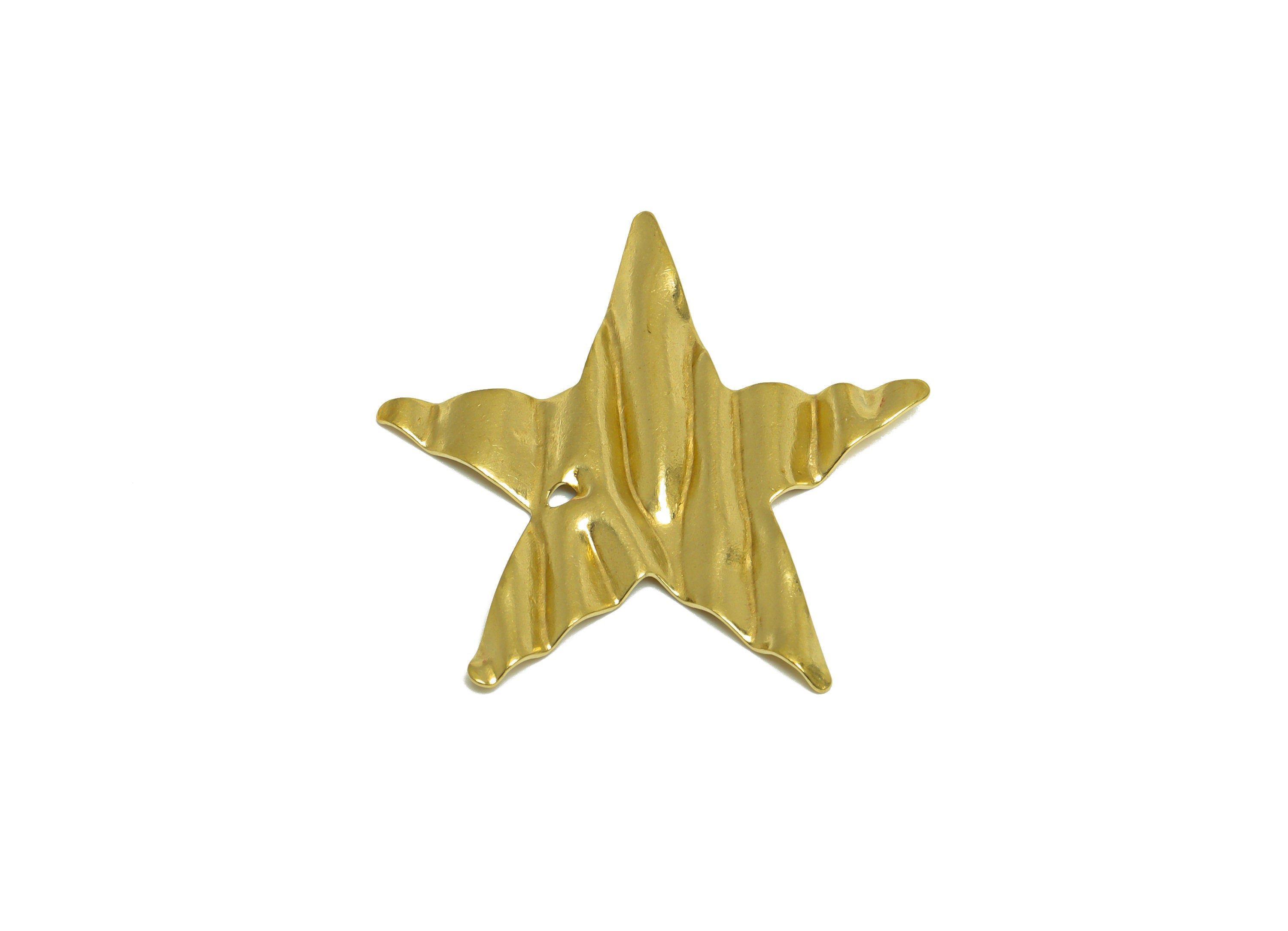 Brass Star Earring Charm - Raw Brass Wavy Star Earring Charm - Brass Wavy Star Pendant - Brass Star Charm - 34.3x34.3x2mm - PP10223 - DOMEDBAZAAR
