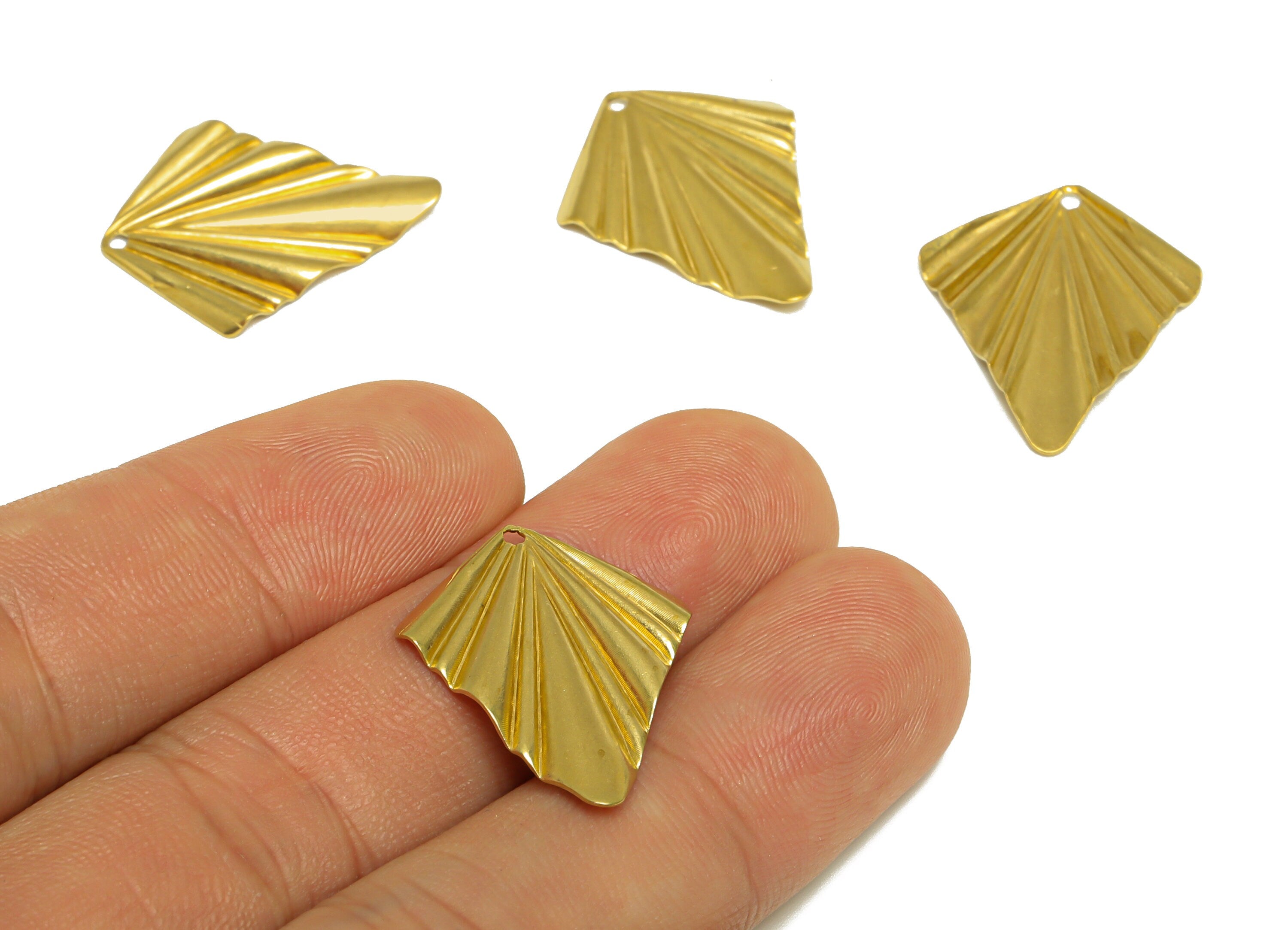 Brass Rhombic Earring Charm - Raw Brass Wavy Diamond Earring Charm - Brass Wavy Pendant - Geometry Charm - 25x20x1.52mm - PP10236 - DOMEDBAZAAR