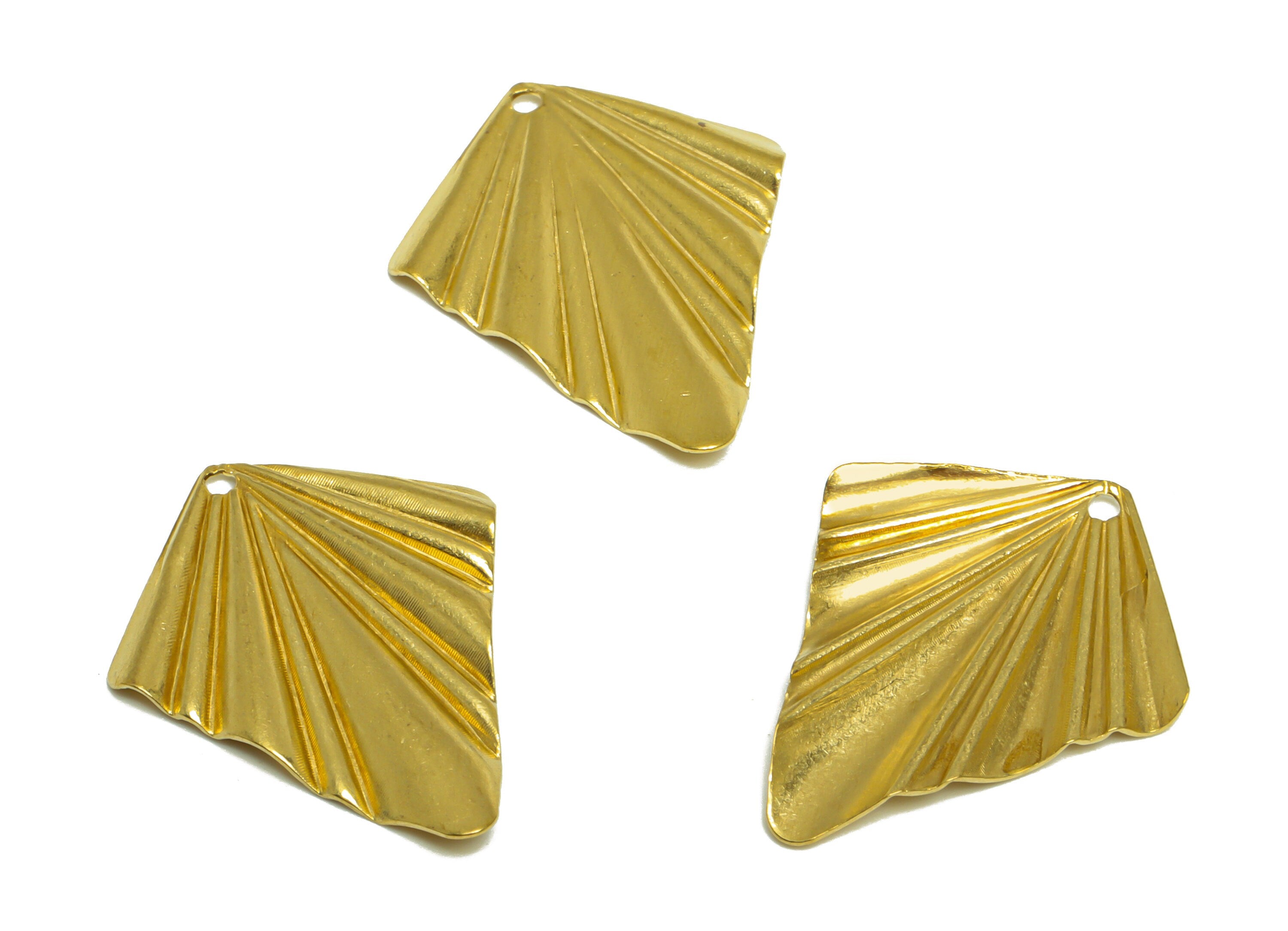 Brass Rhombic Earring Charm - Raw Brass Wavy Diamond Earring Charm - Brass Wavy Pendant - Geometry Charm - 25x20x1.52mm - PP10236 - DOMEDBAZAAR