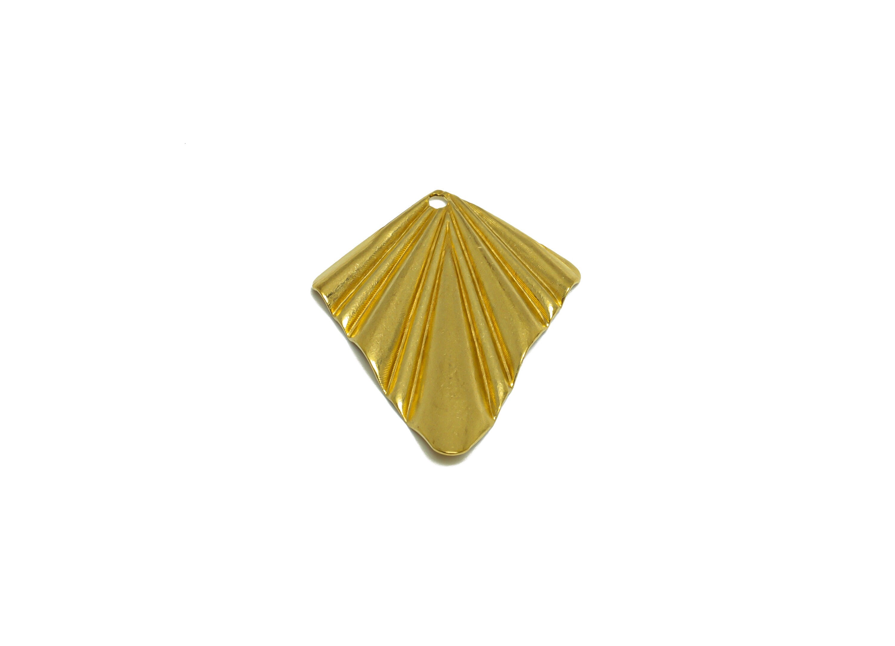 Brass Rhombic Earring Charm - Raw Brass Wavy Diamond Earring Charm - Brass Wavy Pendant - Geometry Charm - 25x20x1.52mm - PP10236 - DOMEDBAZAAR