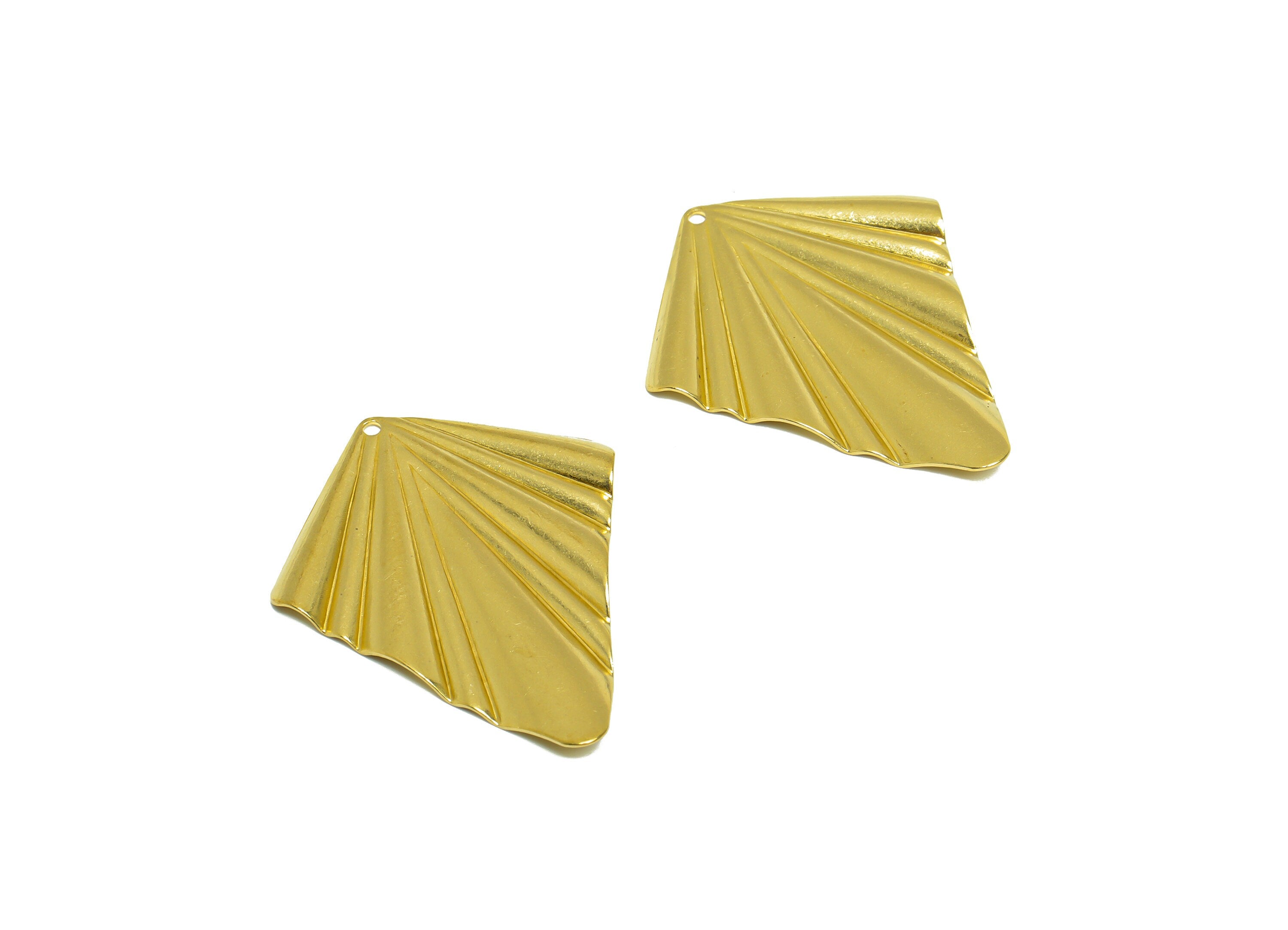 Brass Rhombic Earring Charm - Raw Brass Wavy Diamond Earring Charm - Brass Wavy Pendant - Geometry Charm - 38x31x1.6mm- PP10256 - DOMEDBAZAAR