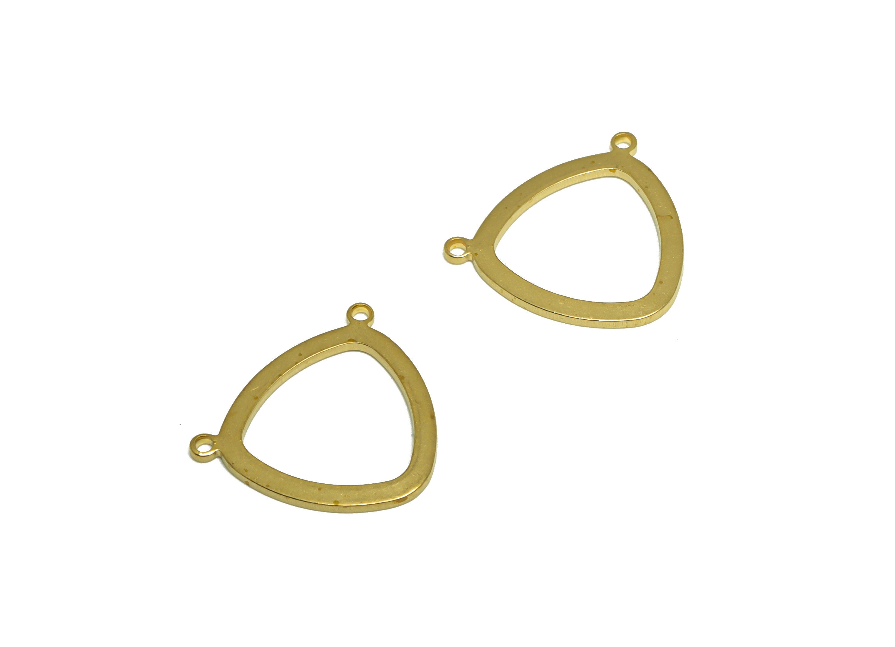 Brass Triangle Earring Charm - Raw Brass Oval Triangle Earring Charm - Brass Geometry Pendant - For Necklace - 18.7x16.5x1.1mm - PP10191 - DOMEDBAZAAR