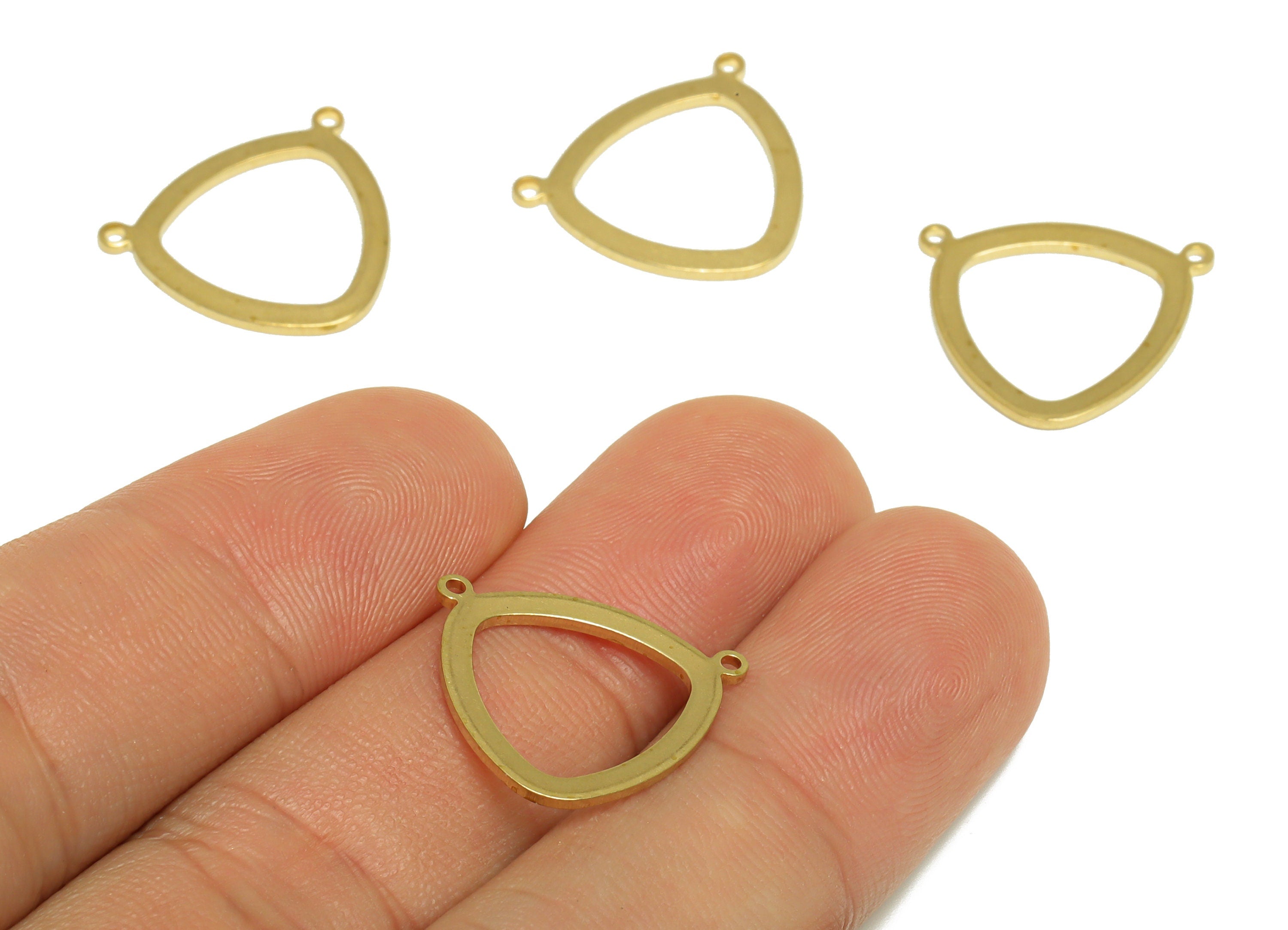 Brass Triangle Earring Charm - Raw Brass Oval Triangle Earring Charm - Brass Geometry Pendant - For Necklace - 18.7x16.5x1.1mm - PP10191 - DOMEDBAZAAR