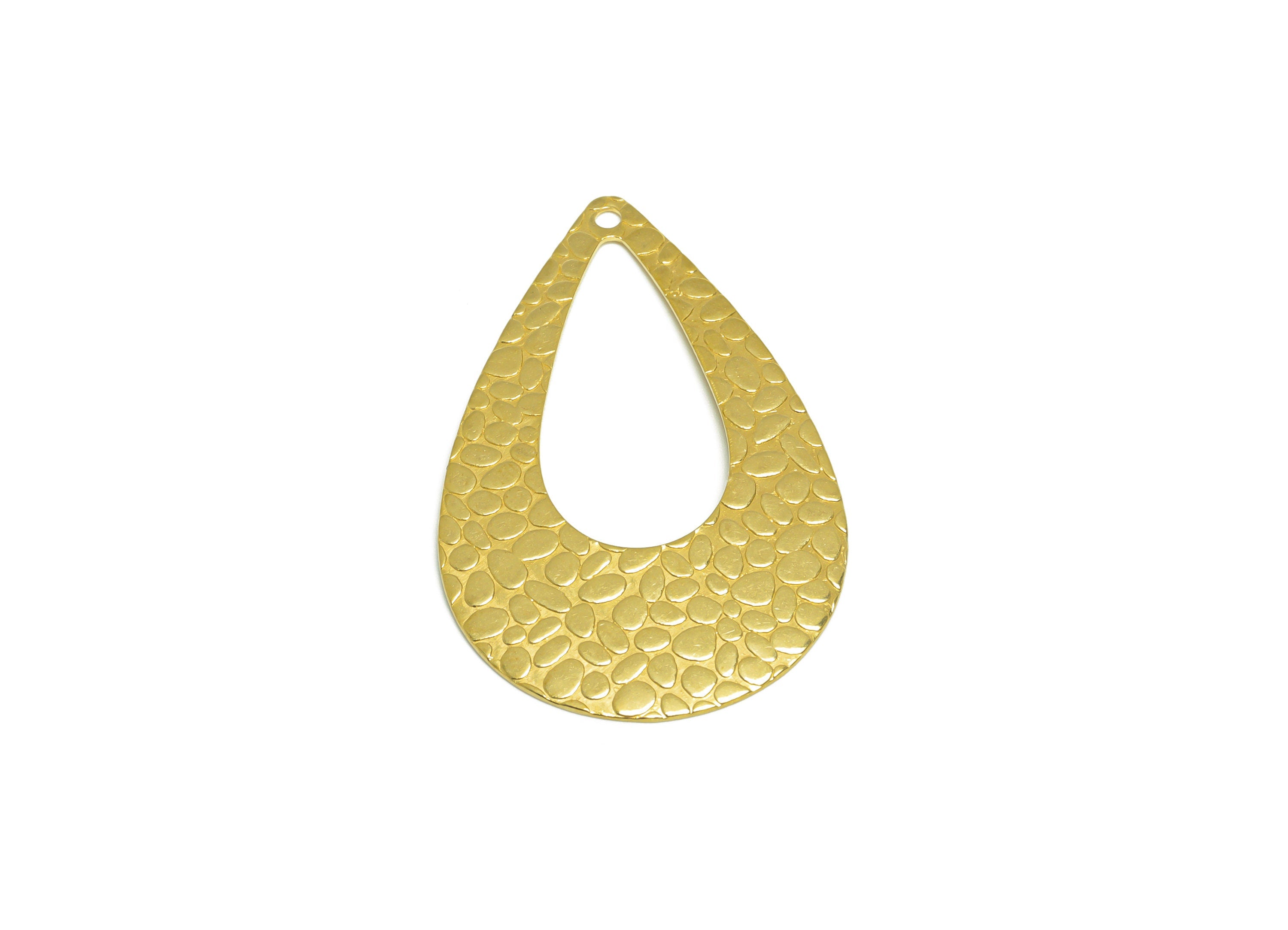 Brass Drop Earring Charm - Raw Brass Teardrop Earring Charm - Brass Textured Drop Pendant - For Necklace - 38x24x1.02mm - PP10288 - DOMEDBAZAAR