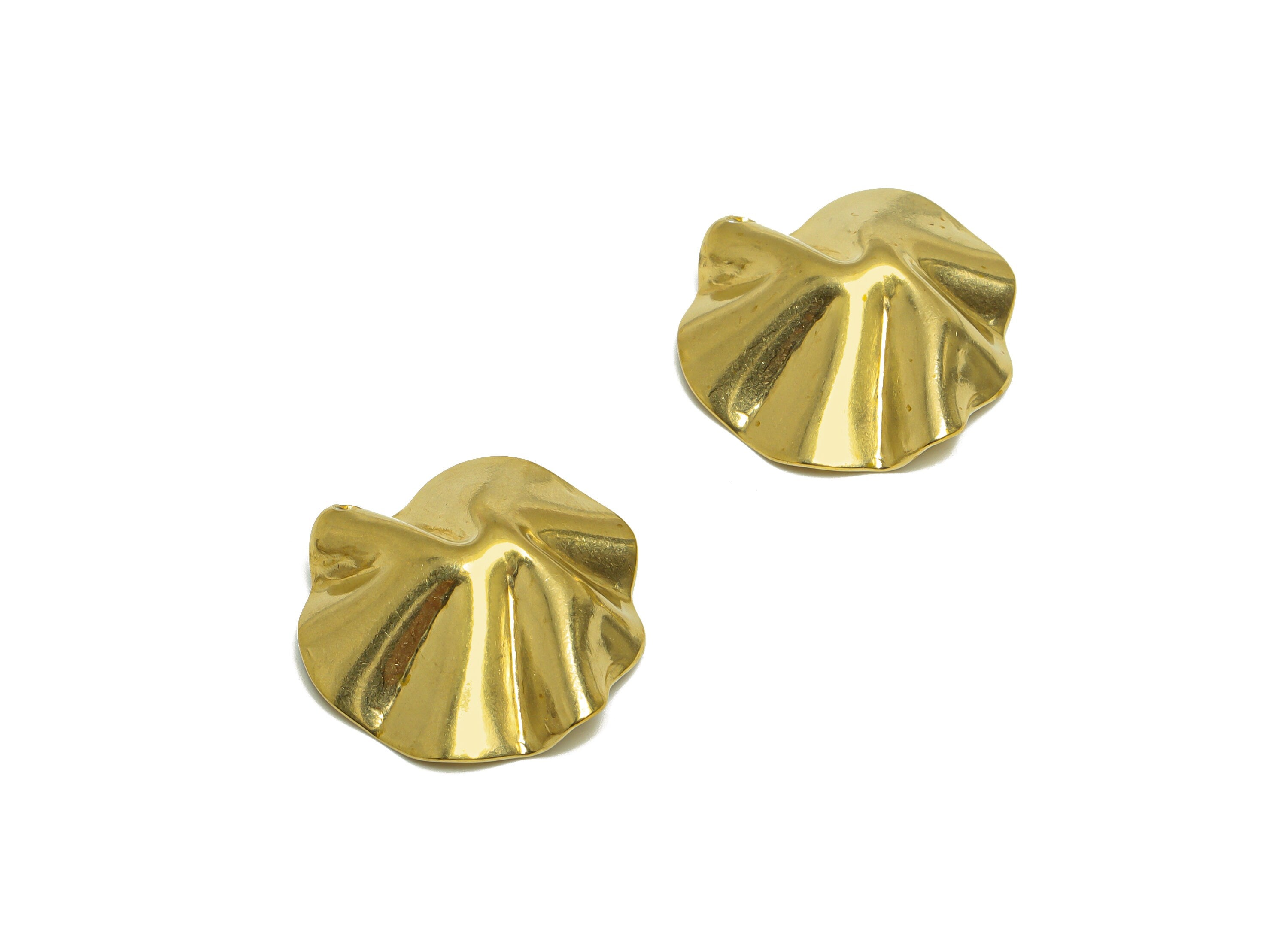 Brass Wavy Round Earring Charm - Raw Brass Sunken Circle Earring Charm - Irregular Geometry Pendant - For Necklace - 23x22x5mm - PP10199 - DOMEDBAZAAR