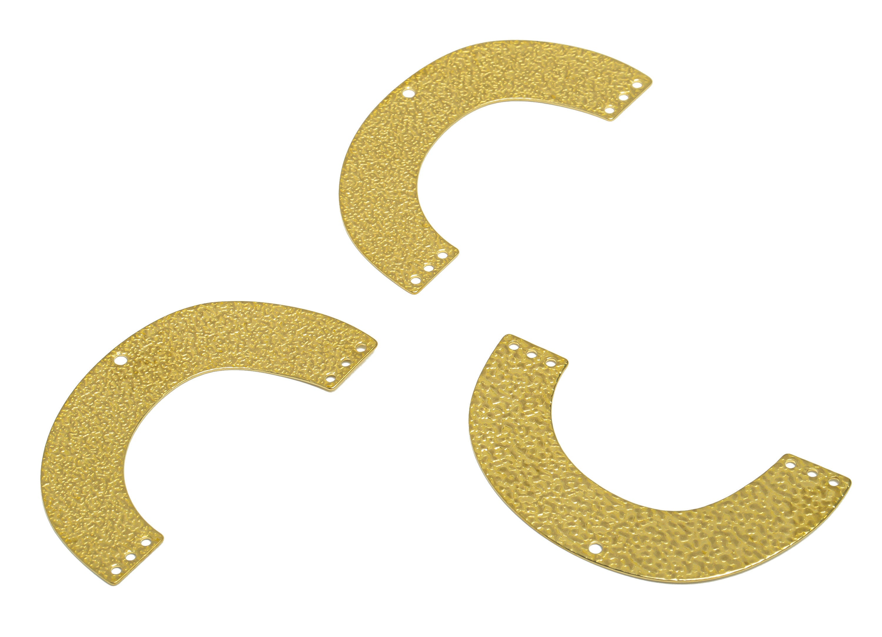 Brass Arc Earring Connector With Loop - Raw Brass Textured Semi Circle Earring Connector - Brass Textured Domed Pendant - 40x23x1mm -PP10270 - DOMEDBAZAAR