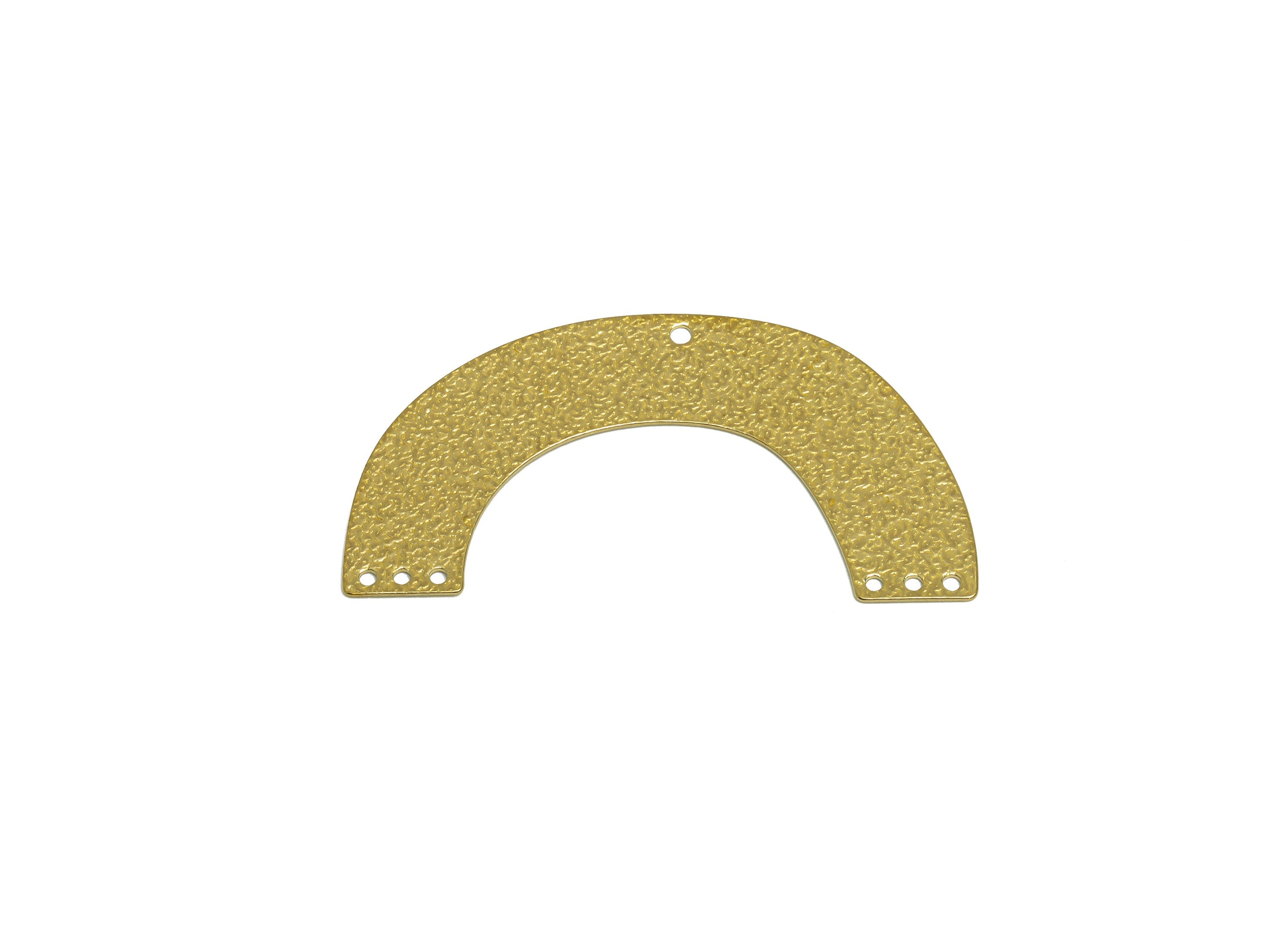Brass Arc Earring Connector With Loop - Raw Brass Textured Semi Circle Earring Connector - Brass Textured Domed Pendant - 40x23x1mm -PP10270 - DOMEDBAZAAR