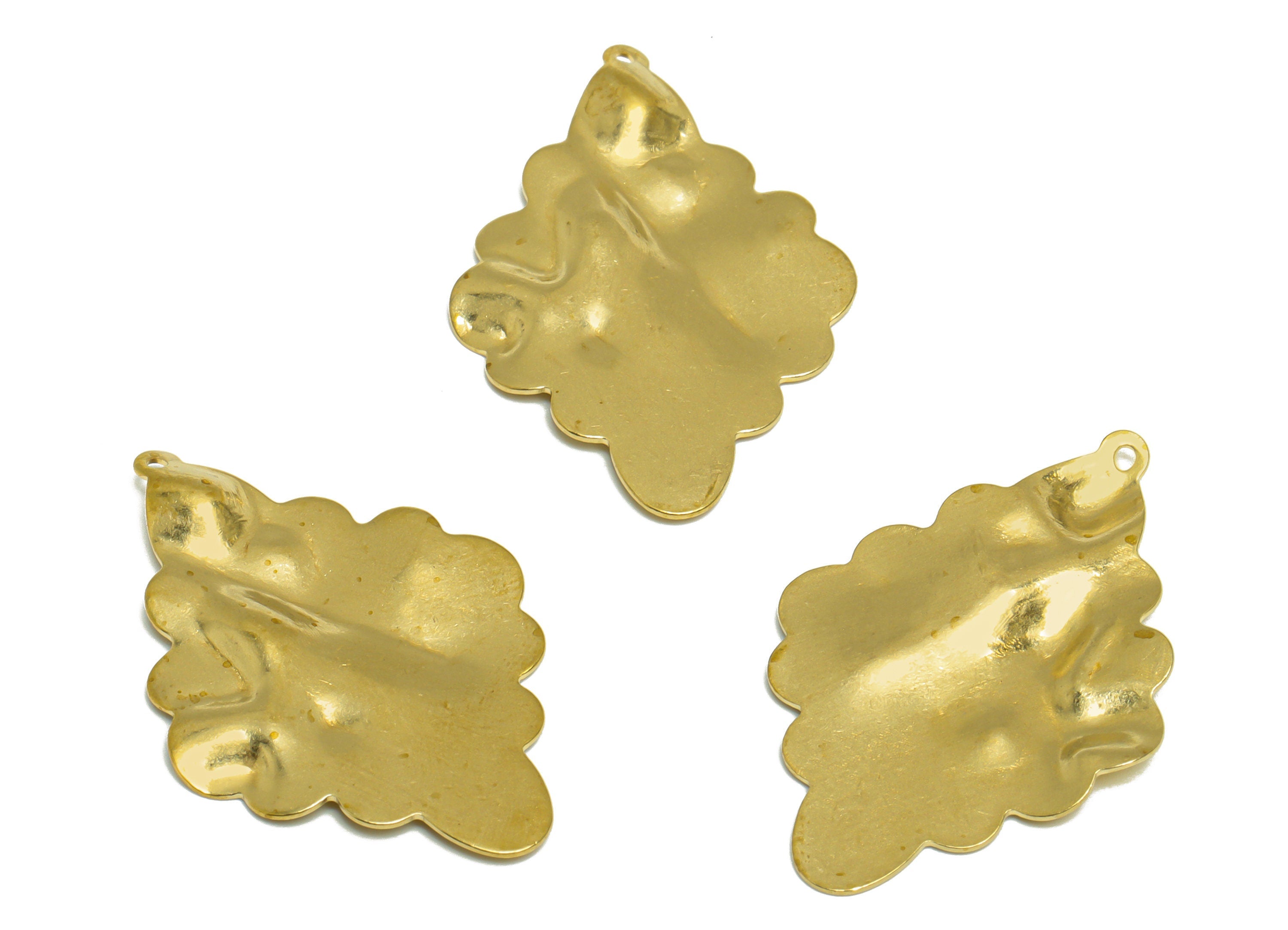 Hammered Diamond Earring Charm - Raw Brass Rhombic Earring Charm - Brass Lace Rhombic Pendant - Earring Finding - 32x22x1.96mm - PP10195 - DOMEDBAZAAR